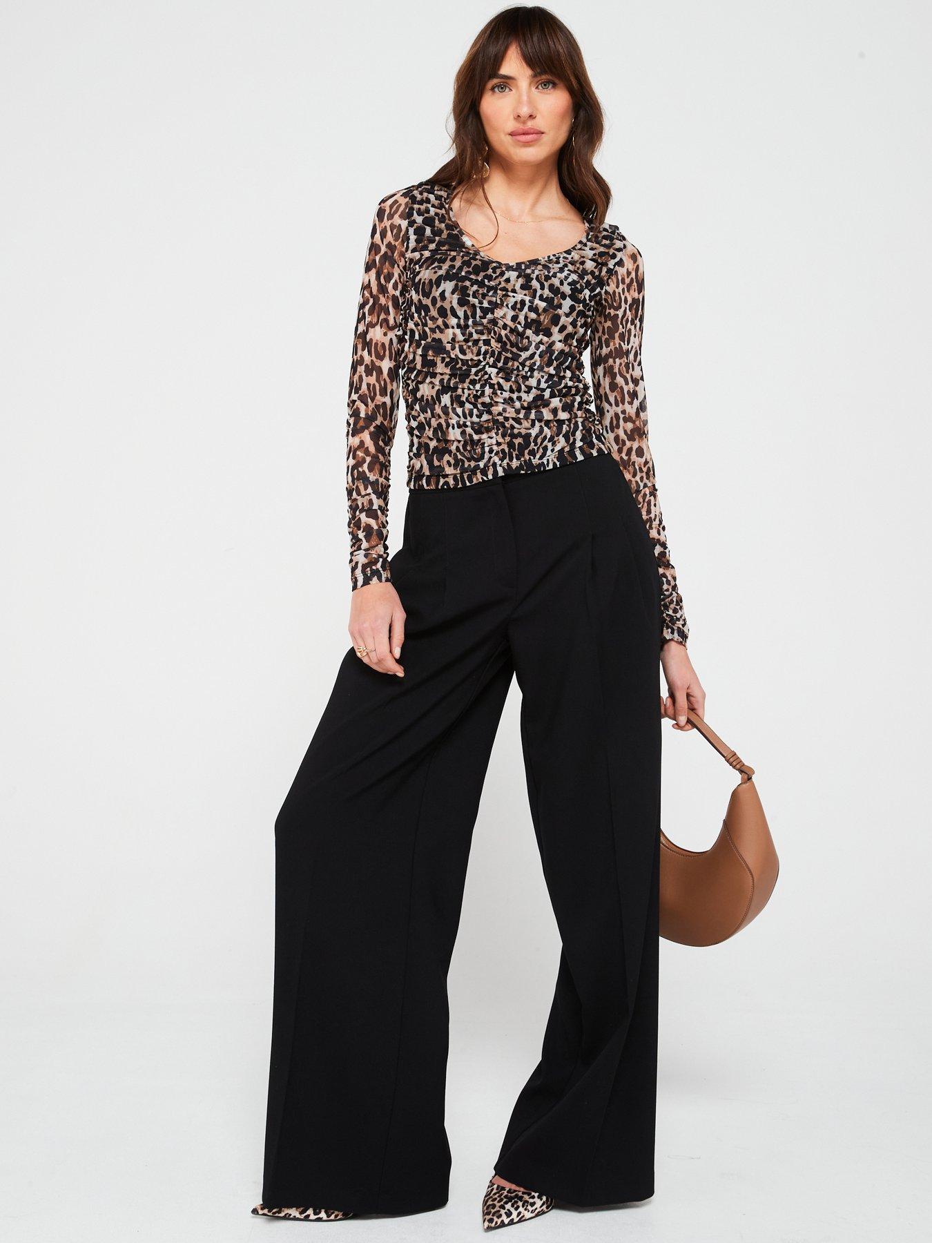 Image 3 of 6 of V by Very Ruched Tuelle Long Sleeve Top - Print