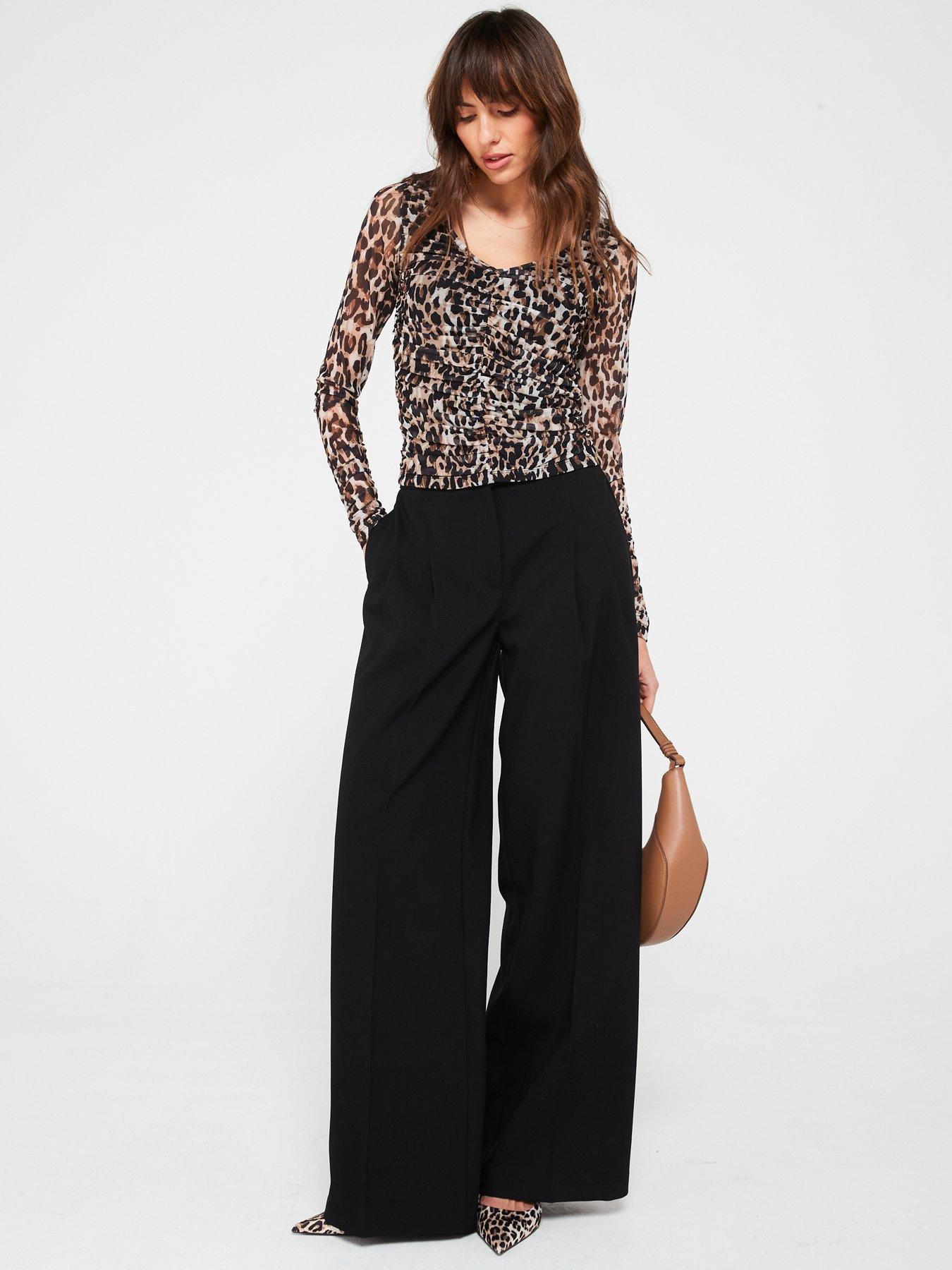 Image 6 of 6 of V by Very Ruched Tuelle Long Sleeve Top - Print