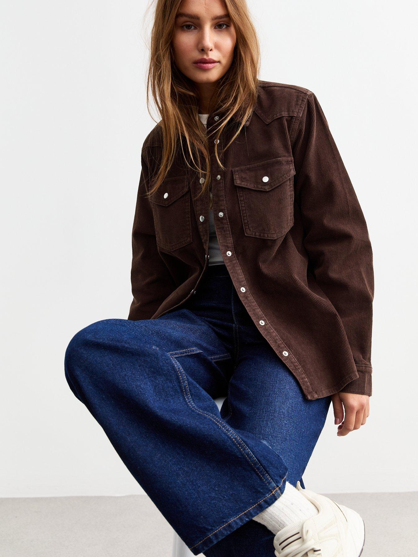 undefined Buttoned Corduroy Overshirt - Brown