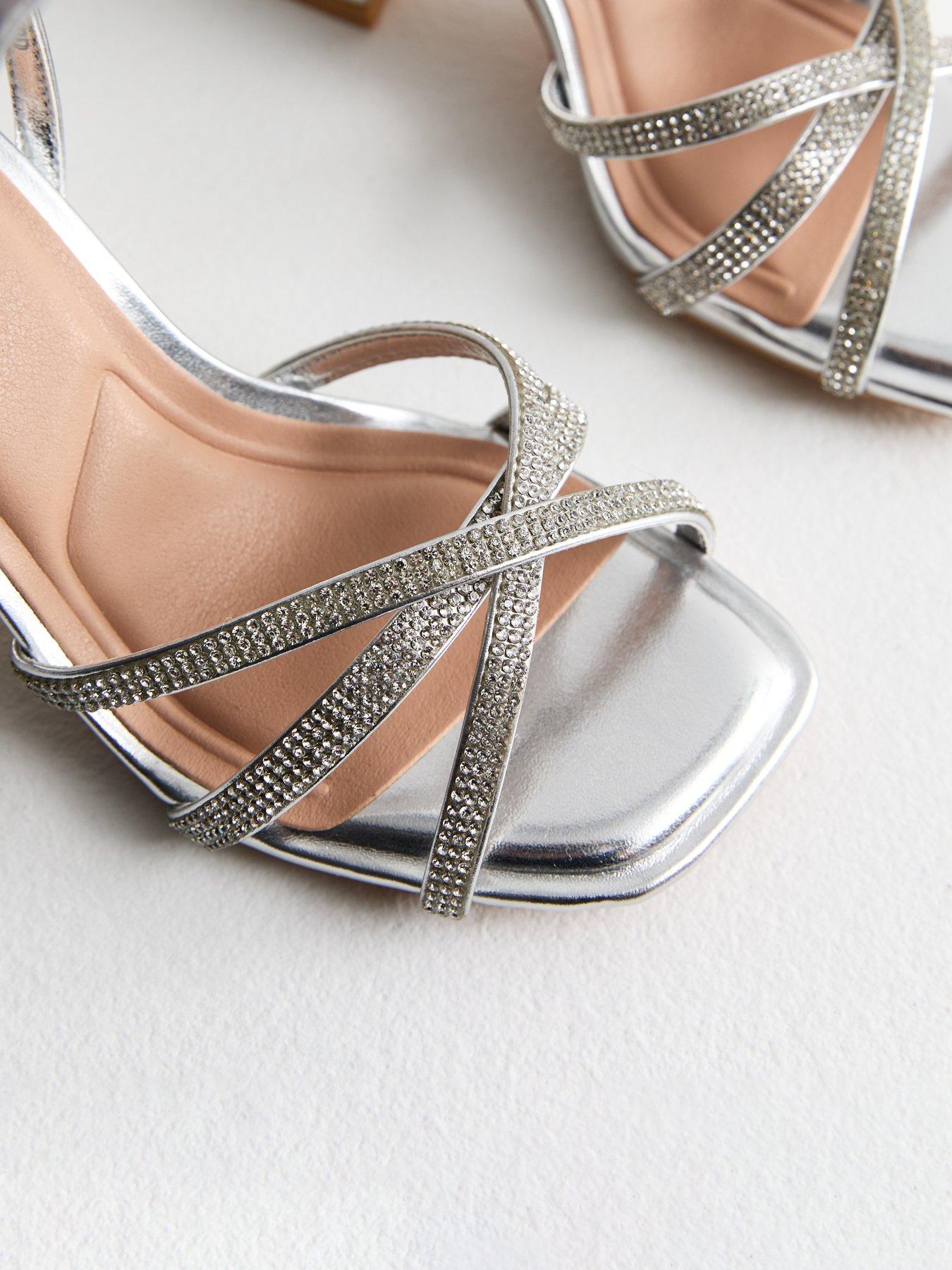 Image 4 of 5 of New Look Wide Fit Embellished Strap Sandals - Silver
