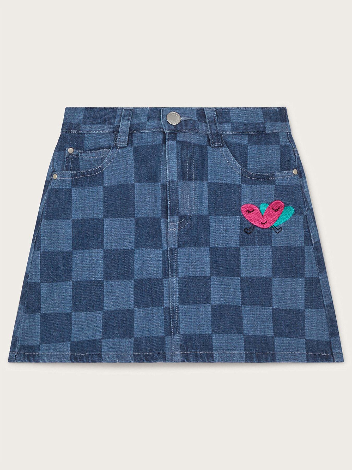 Poppy Skirt - Check Denim