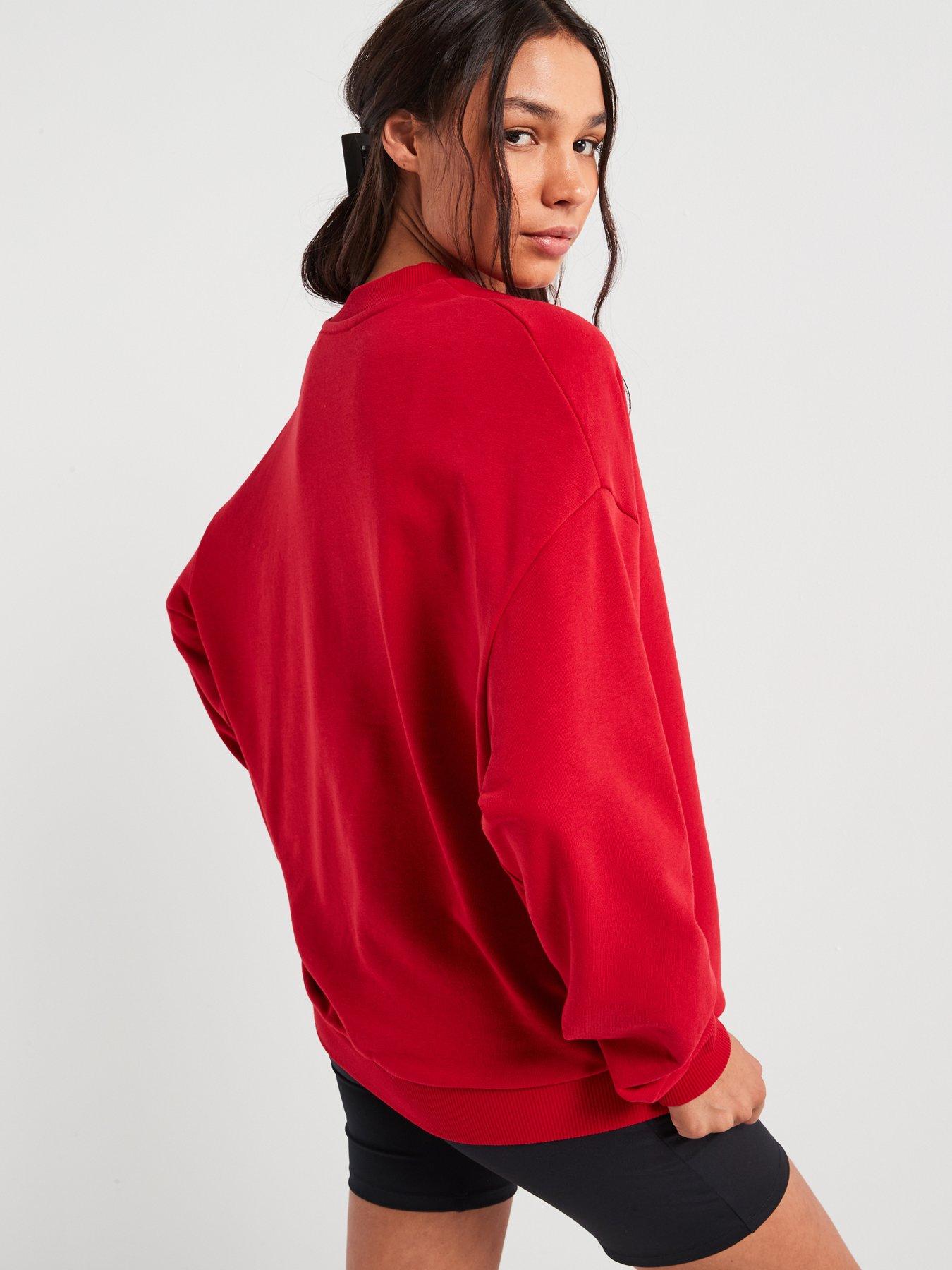 Red oversized sweatshirt shop