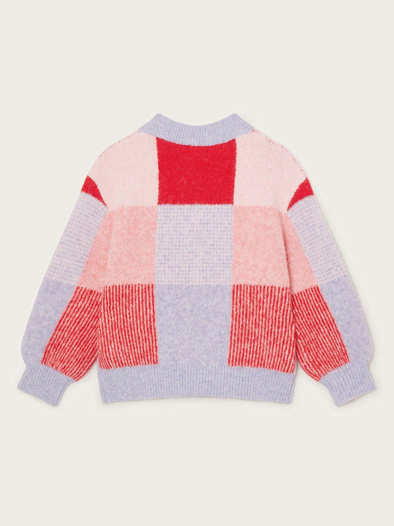 Image 2 of 3 of Monsoon Girls Check Print Brushed Jumper - Red