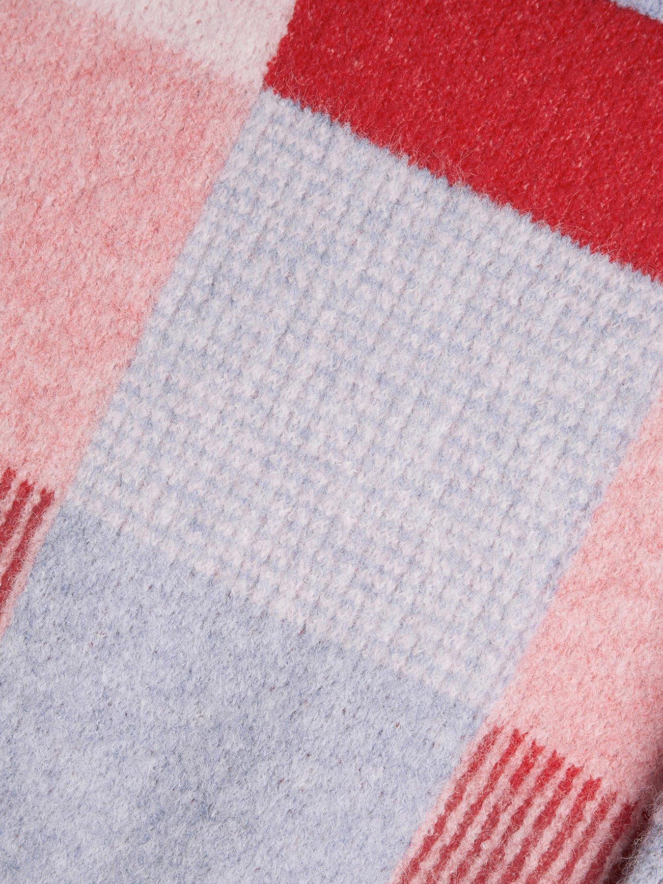 Image 3 of 3 of Monsoon Girls Check Print Brushed Jumper - Red