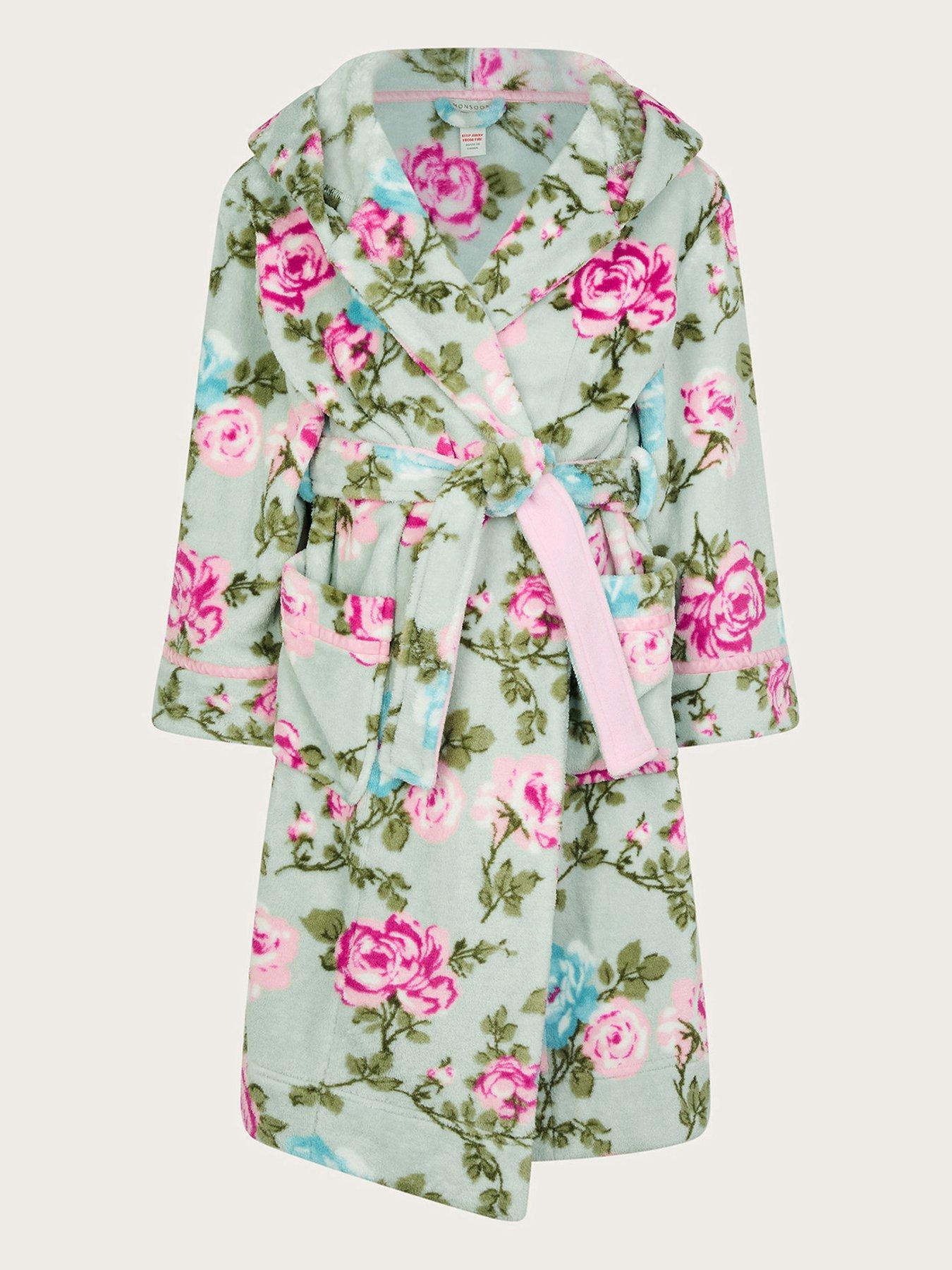 Monsoon Girls Fleece Marble Star Print Dressing Gown Multi Very