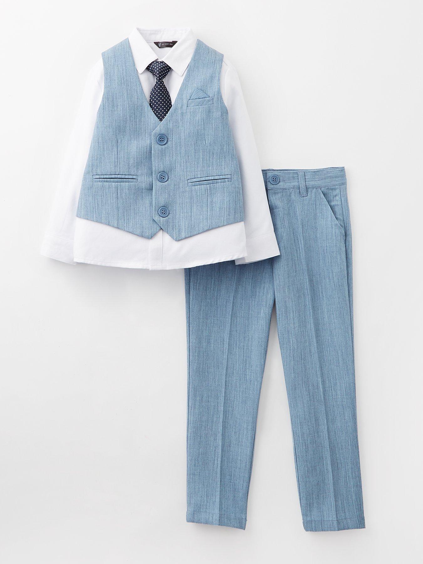 Image 1 of 4 of Mini V by Very Boys Trouser, Waistcoat And Long Sleeve Shirt - Blue
