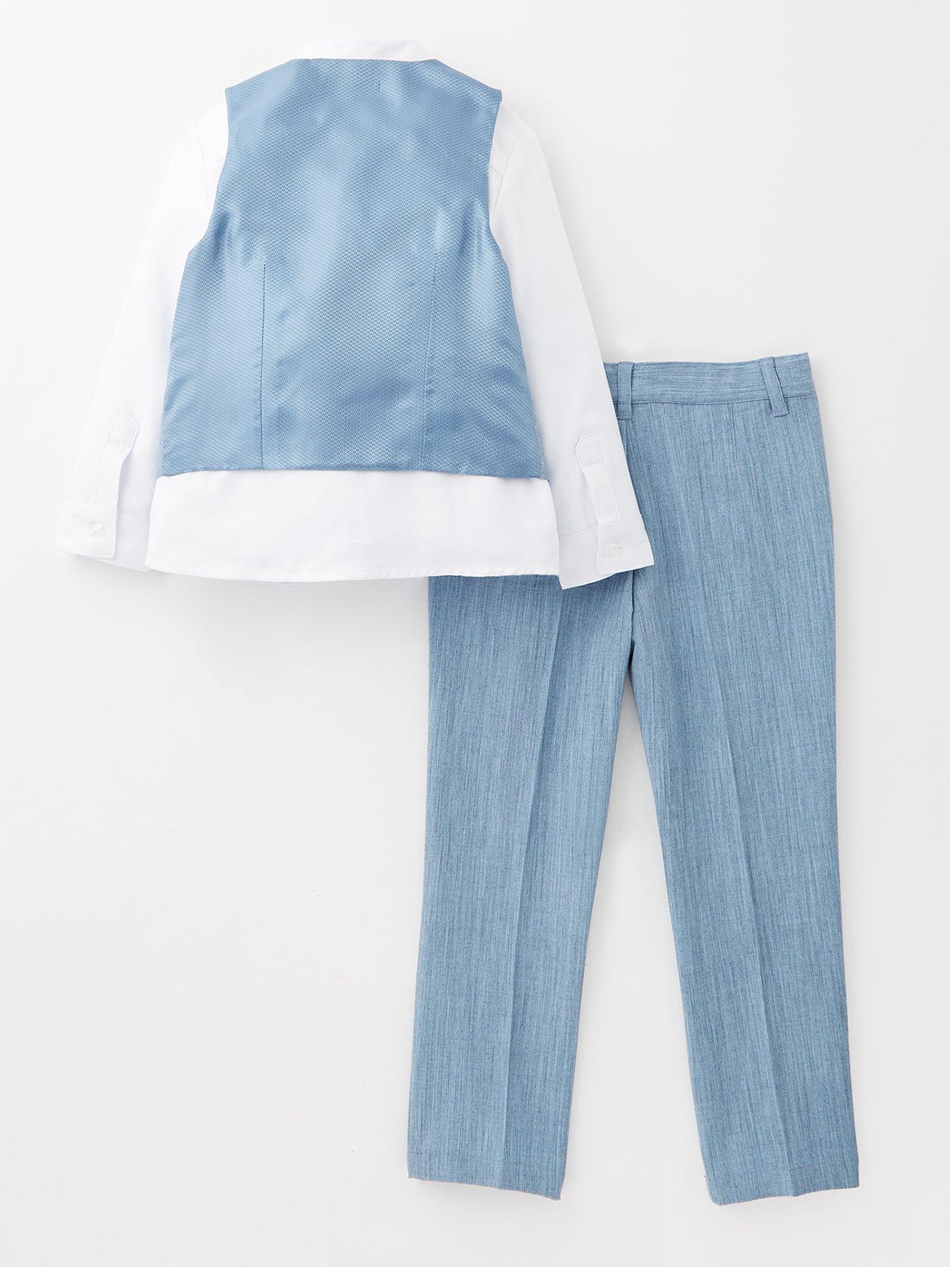 Image 2 of 4 of Mini V by Very Boys Trouser, Waistcoat And Long Sleeve Shirt - Blue