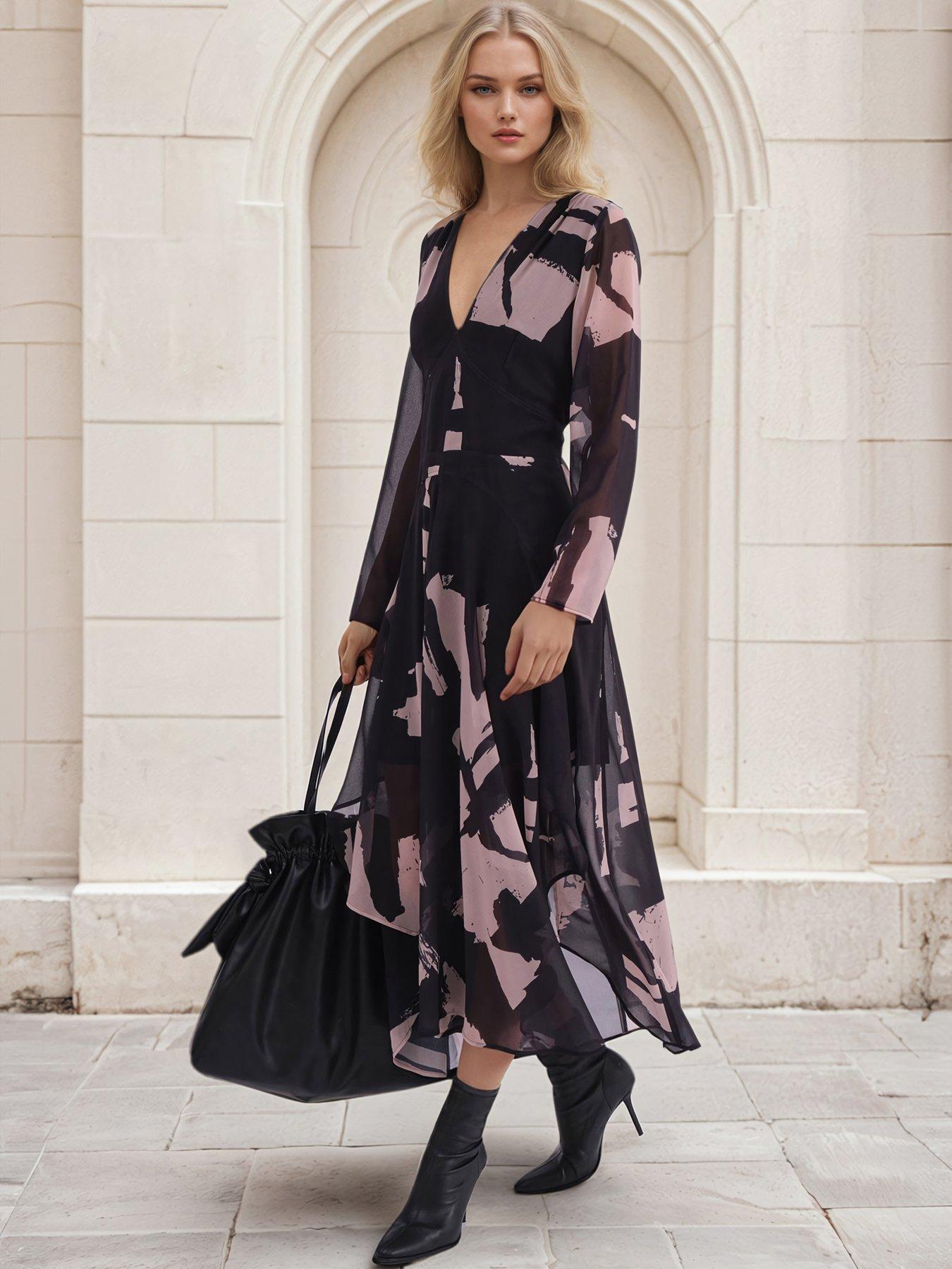 undefined Hanky Hem Midi Dress - Black