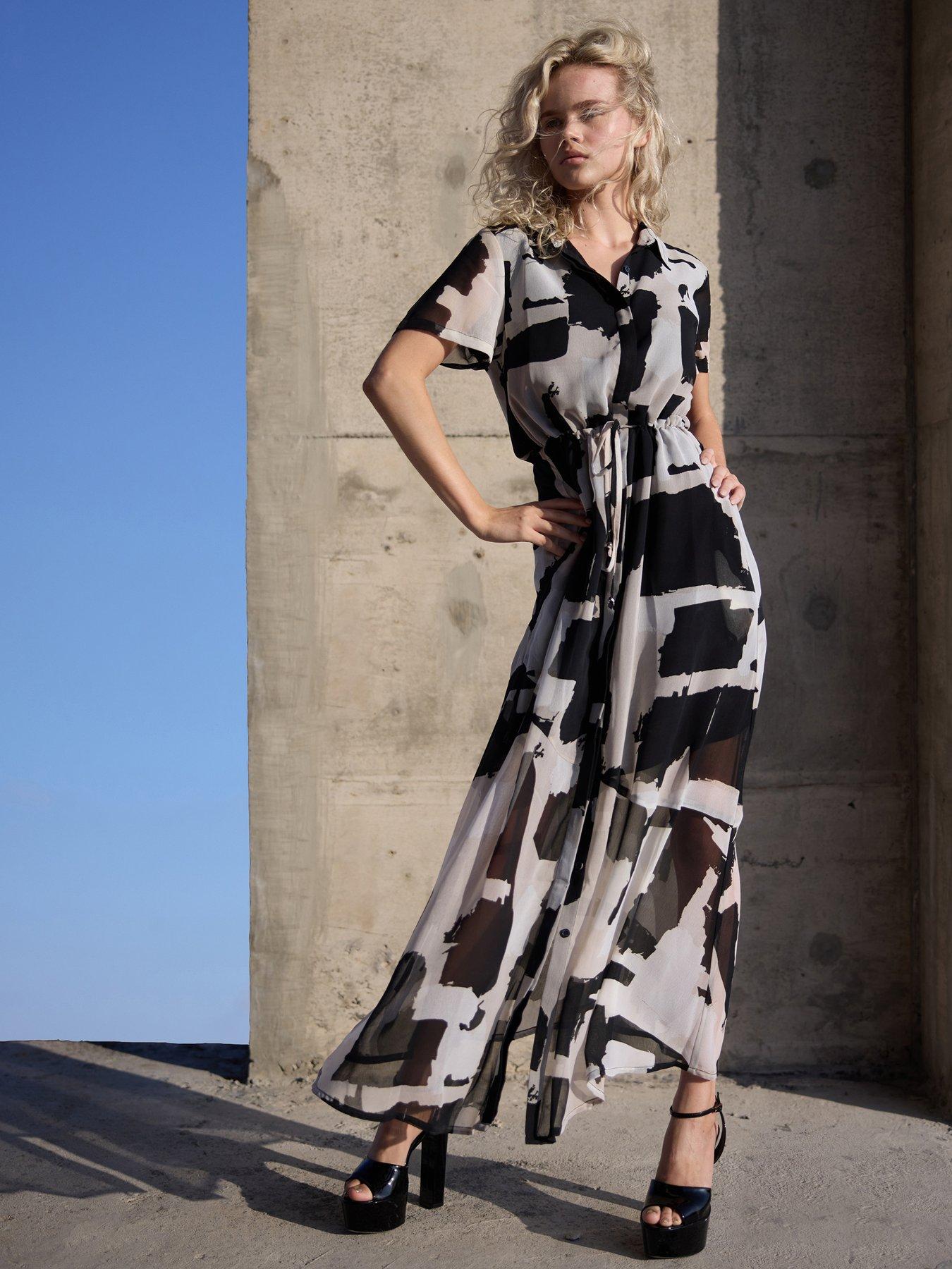 Religion Blossom Maxi Shirt Dress - Black