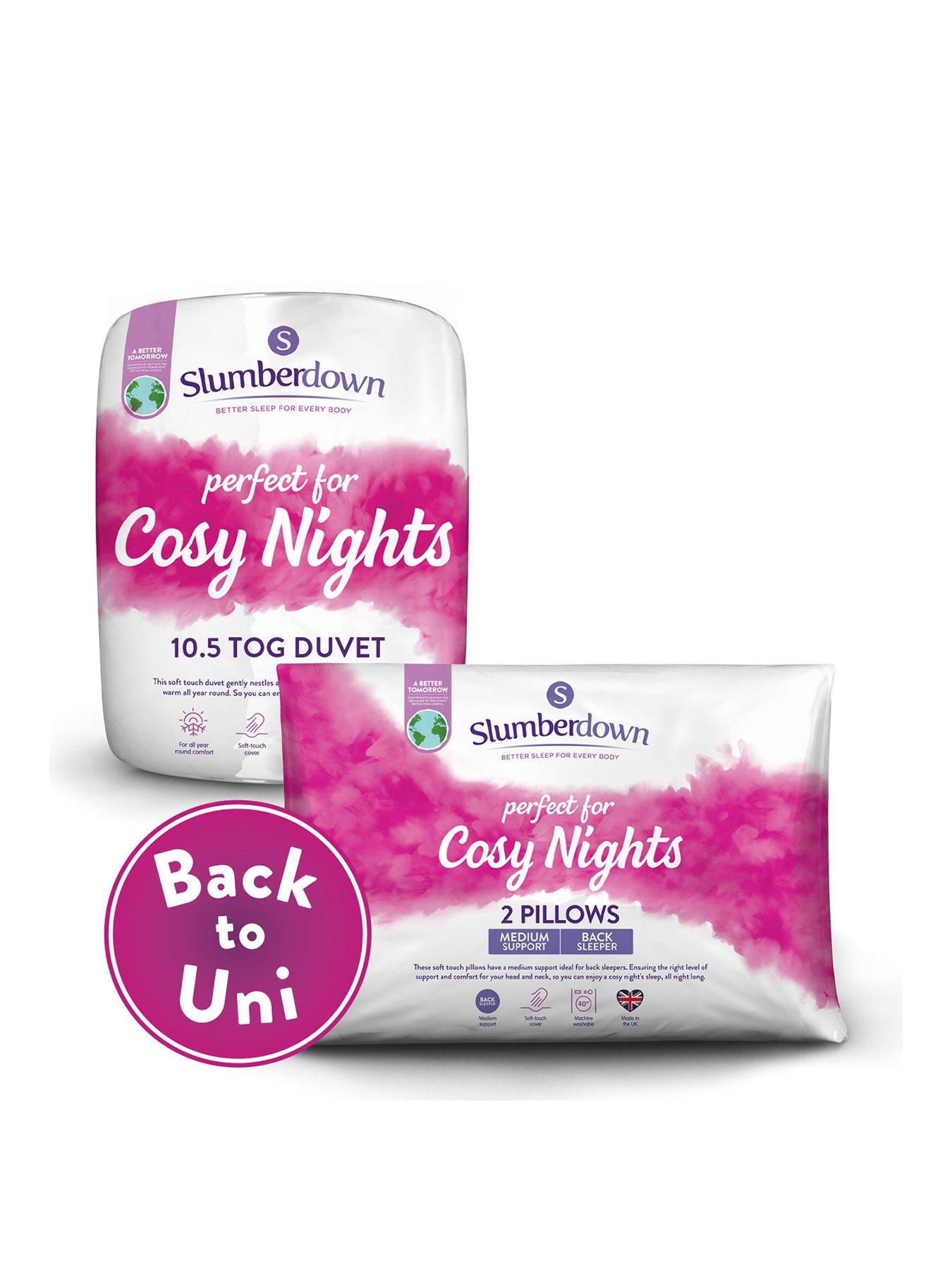 Product photograph of Slumberdown Back To Uni Cosy Nights 10 5 Tog Duvet And 2 Pillows Bundle- King - White from very.co.uk