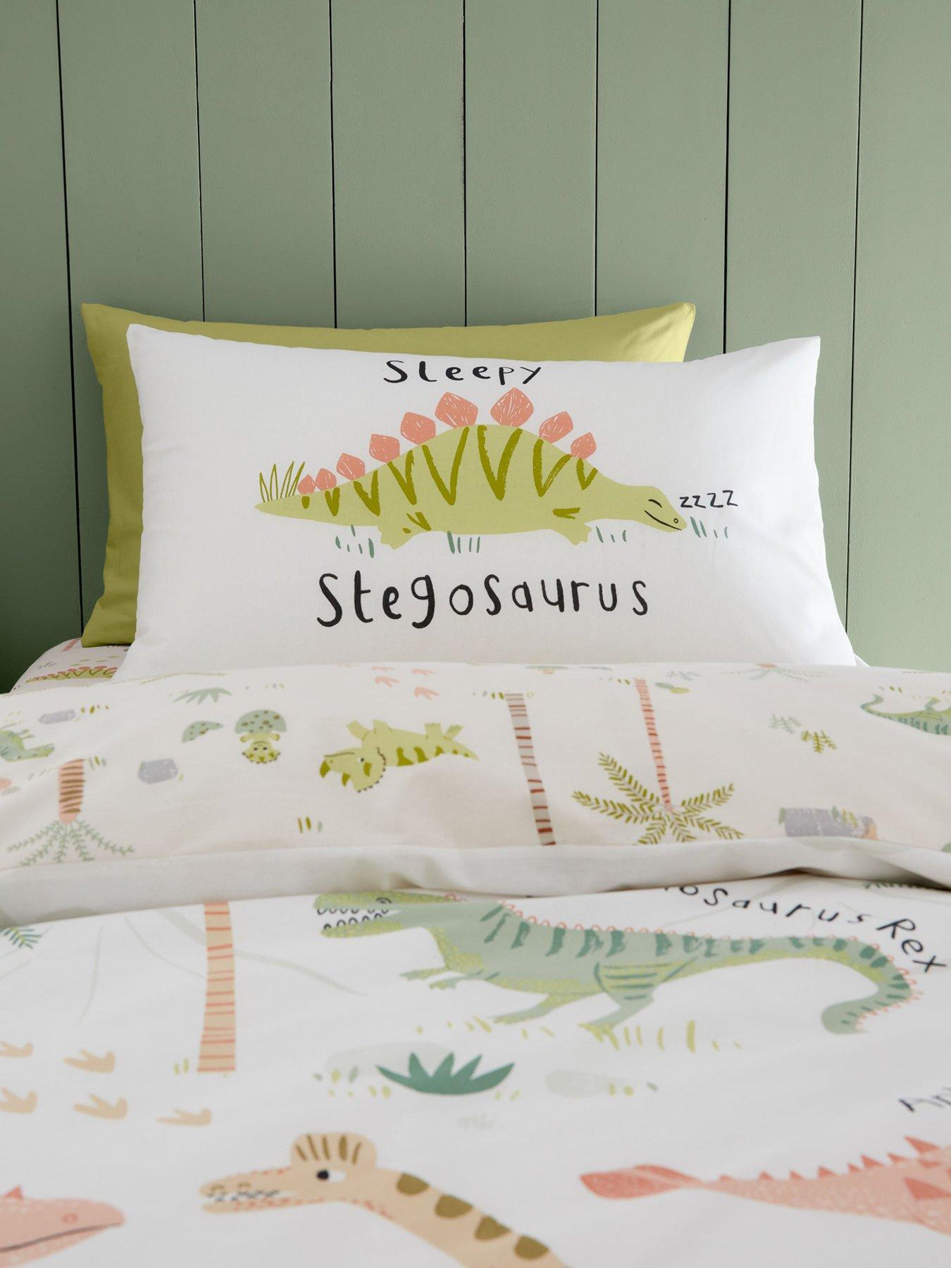 Catherine Lansfield Set Copripiumino Singolo Reversibile Dinosauri – Verde 135x200 Cm