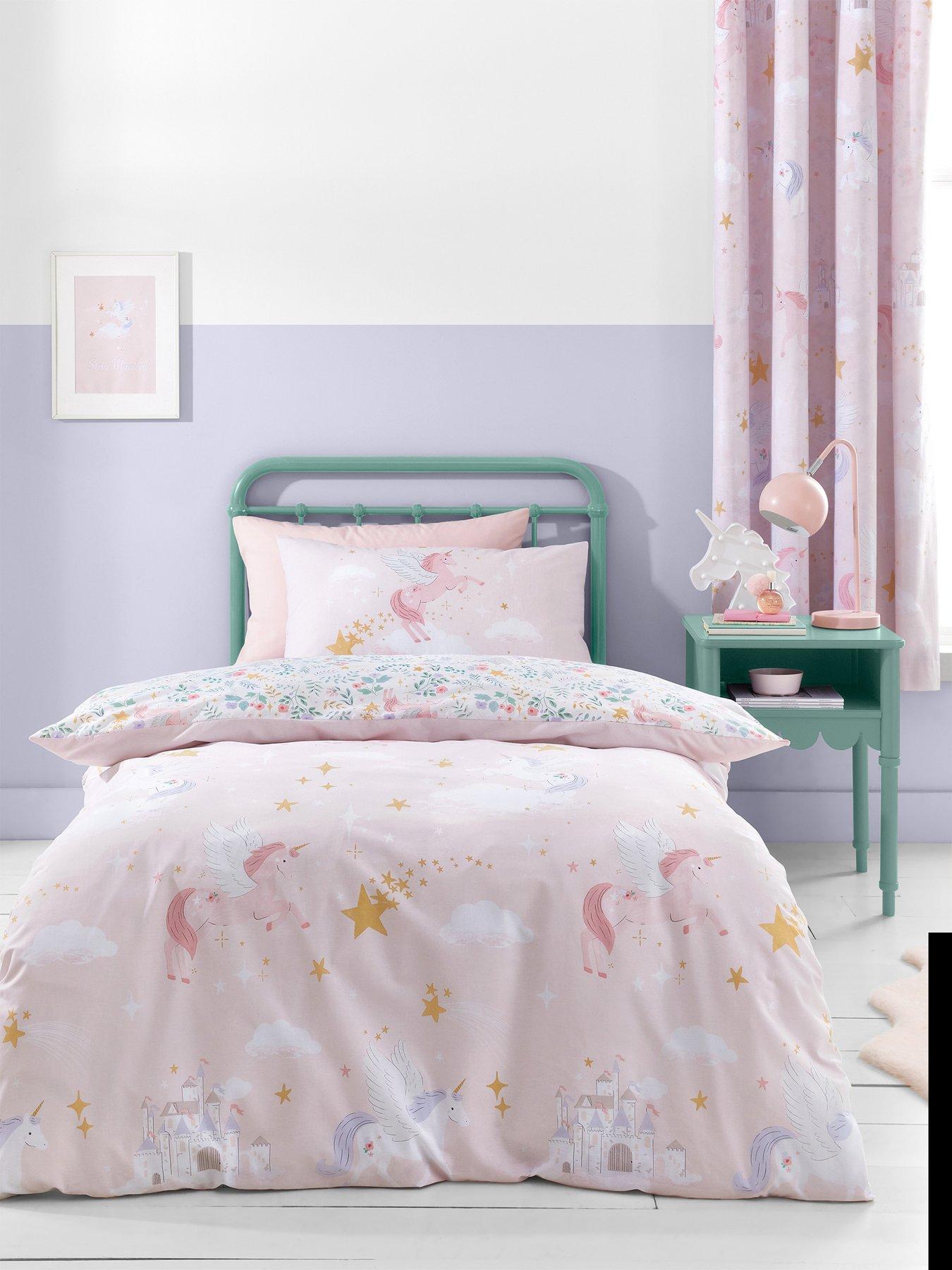 Product photograph of Catherine Lansfield Fairytale Unicorn Duvet Set- Single - Pink from very.co.uk