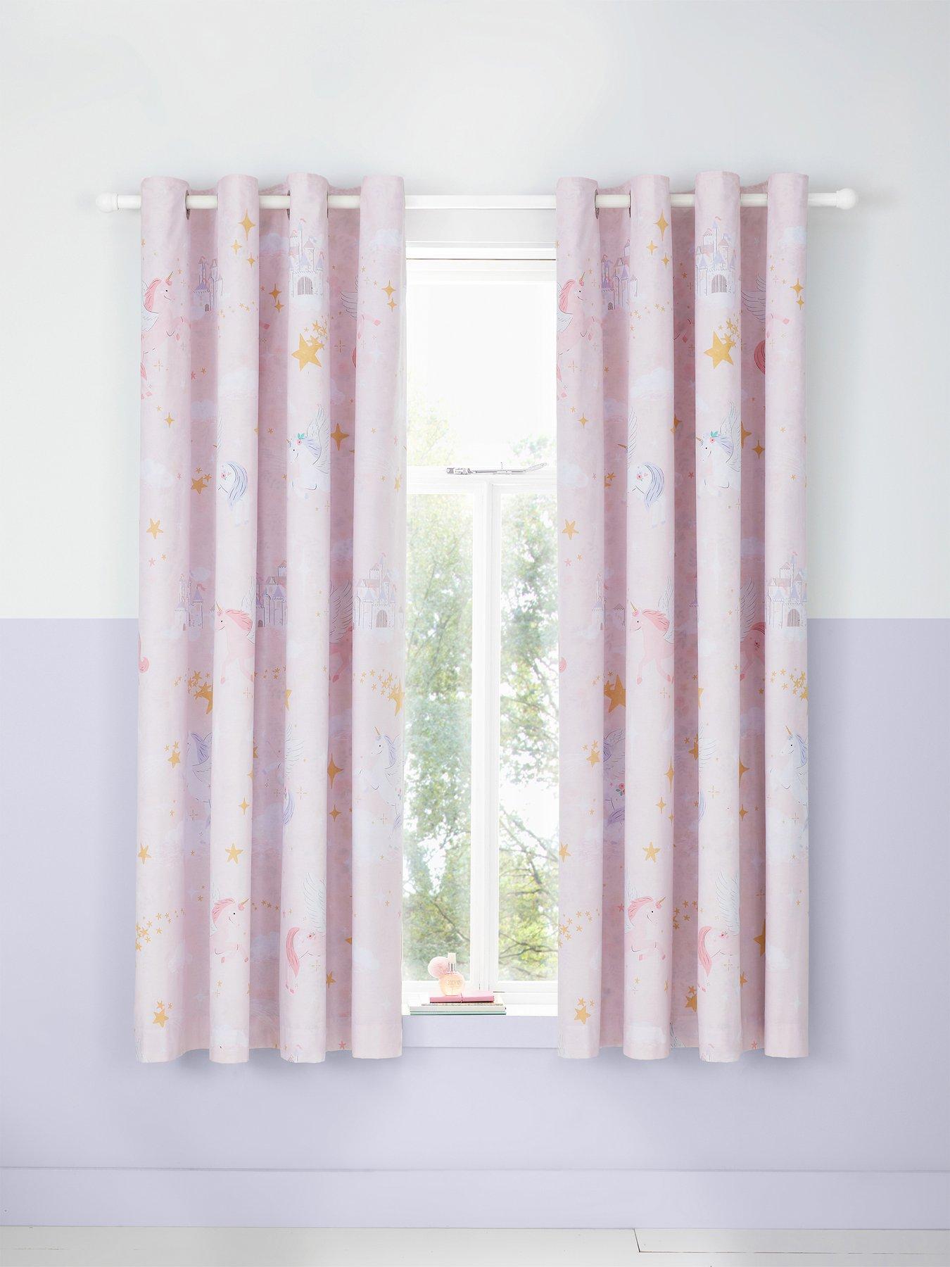 Product photograph of Catherine Lansfield Fairytale Unicorn Curtains- 66x72inch from very.co.uk