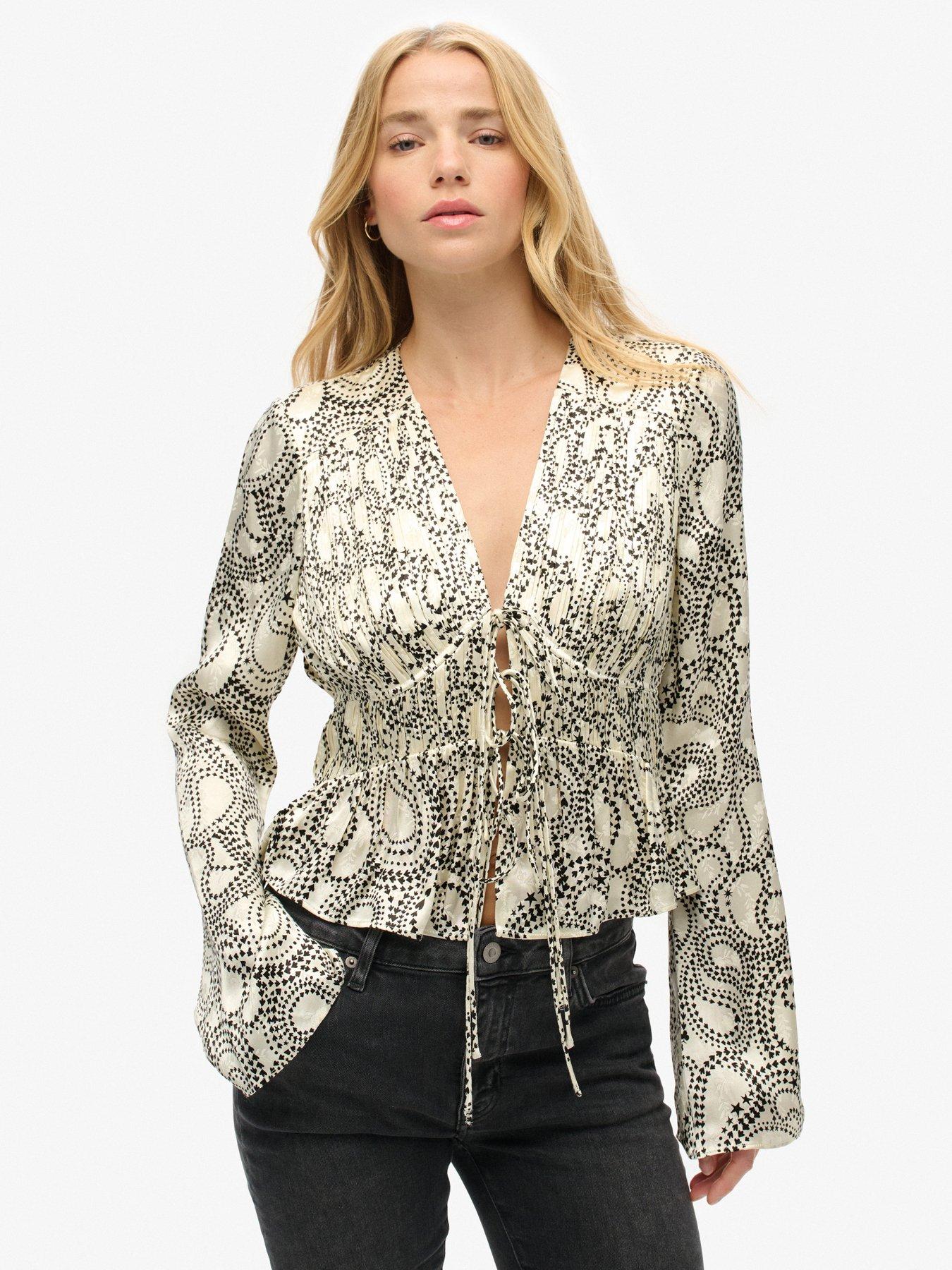 Superdry Women's White 70S-Style Pleated Blouse For - Image 2