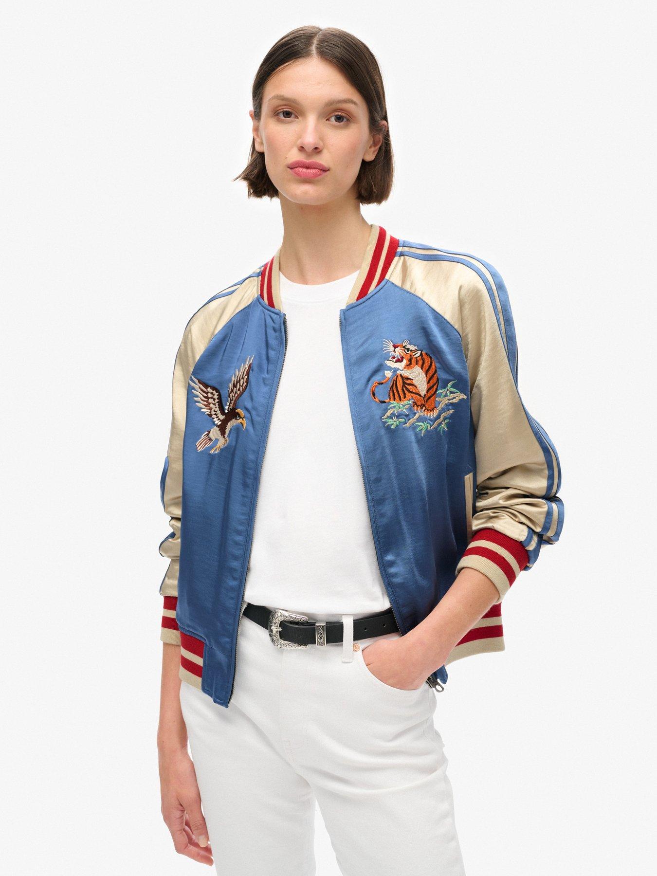 Superdry Sukajan Embroidered Bomber Jacket Blue Very