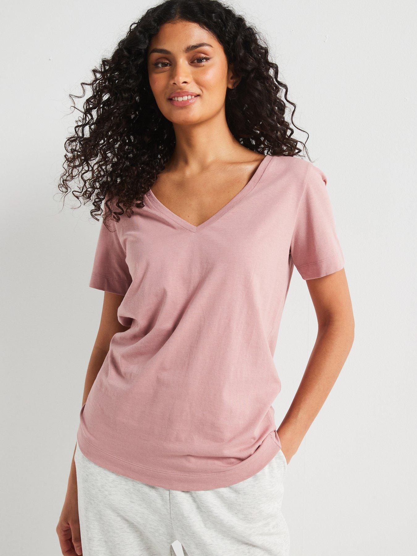 undefined The Essential V Neck T-Shirt - Pink
