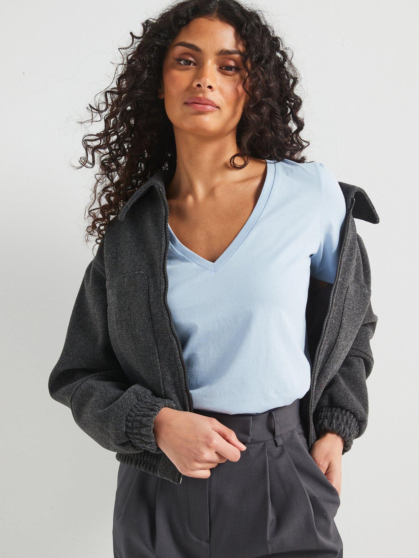 undefined The Essential V Neck T-Shirt - Blue