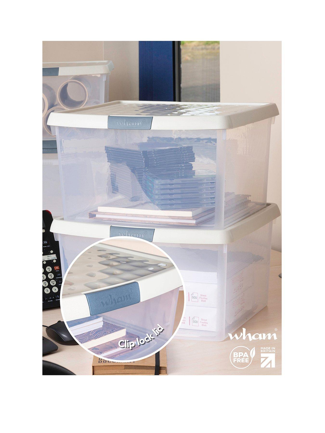 Image 2 of 6 of Wham Set of 3 25.5L Clip Top Square Box &amp; Lid