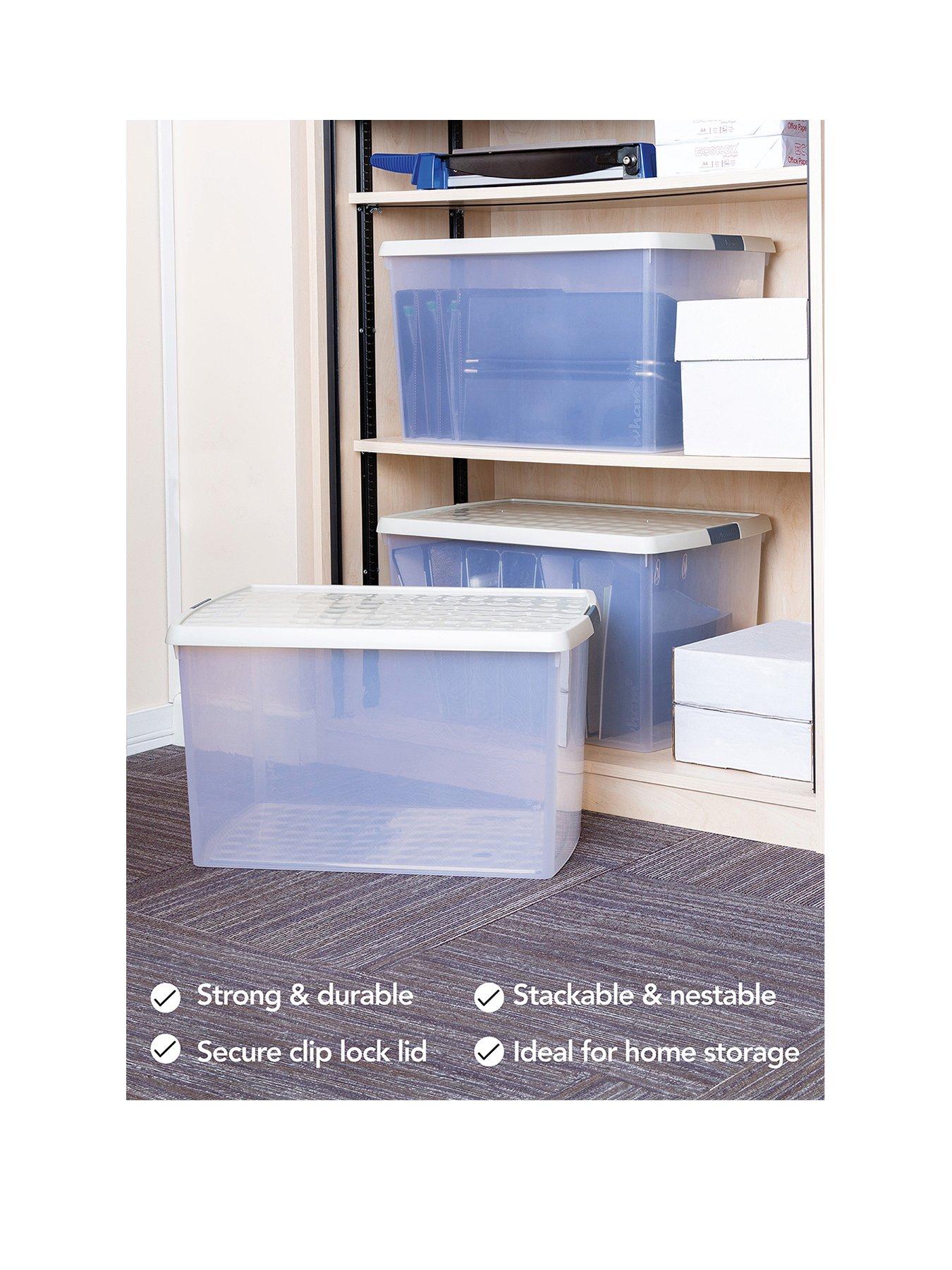 Image 2 of 6 of Wham Set of 3 62L Clip Top Rectangular Box &amp; Lid