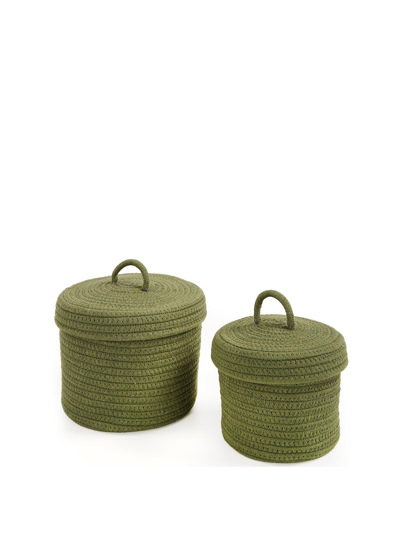 Image 2 of 5 of Very Home Set Of 2 Cotton Rope Baskets With Lids