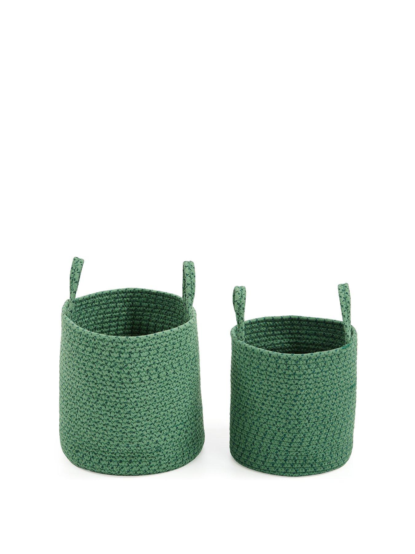 Image 2 of 6 of The Very Collection Set of 2 Cotton Rope Storage Baskets in Green