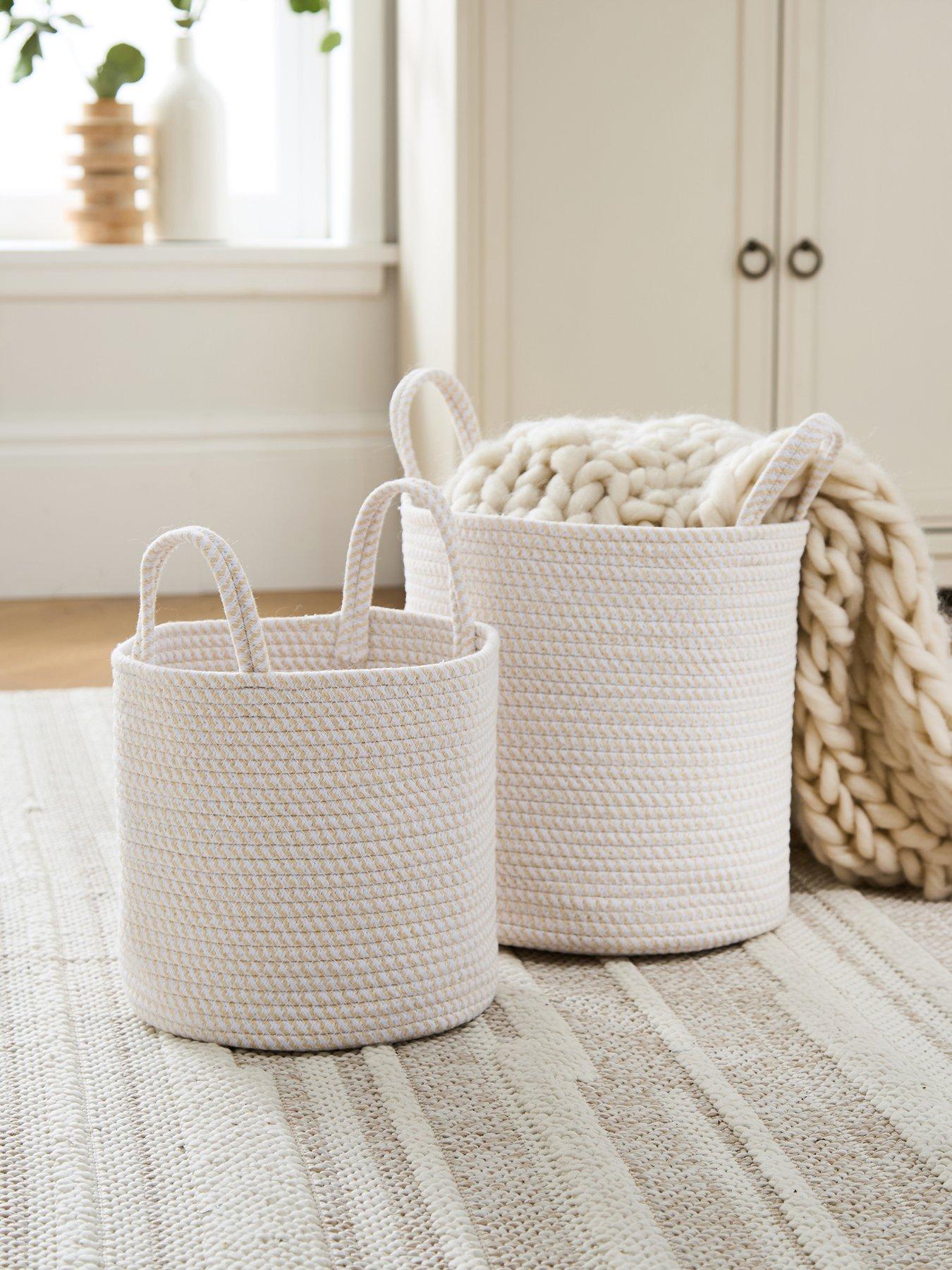 undefined Set of 2 Cotton Rope Storage Baskets in Natural