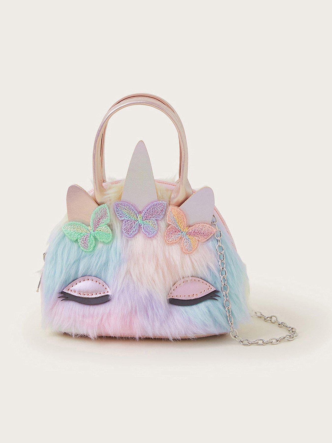 Monsoon Girls Rainbow Fluffy Unicorn Bag Multi Very