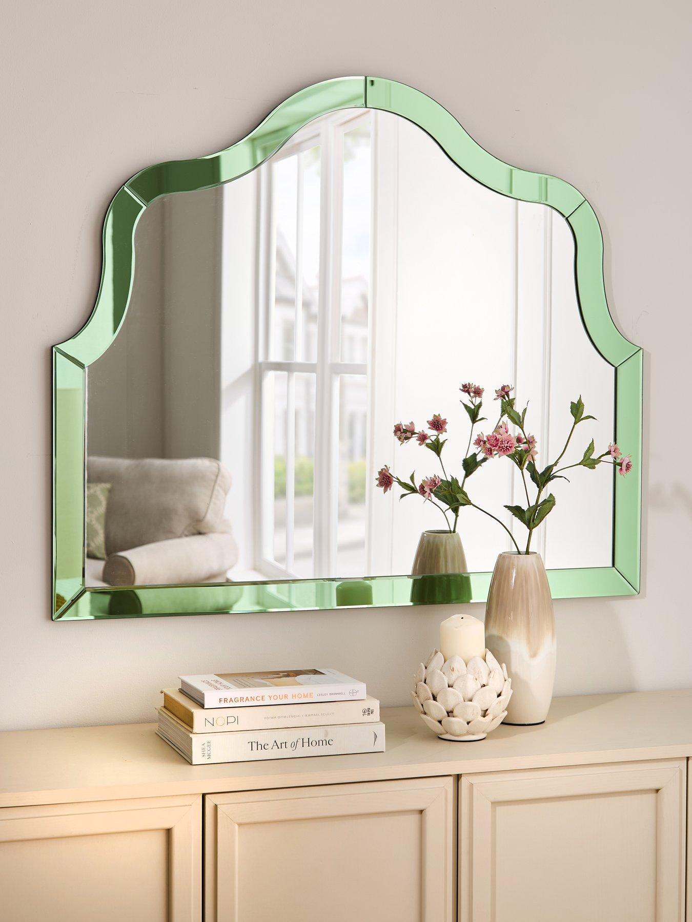 Image 1 of 6 of The Very Collection Green Decorative Edged Mirror 85x100cm
