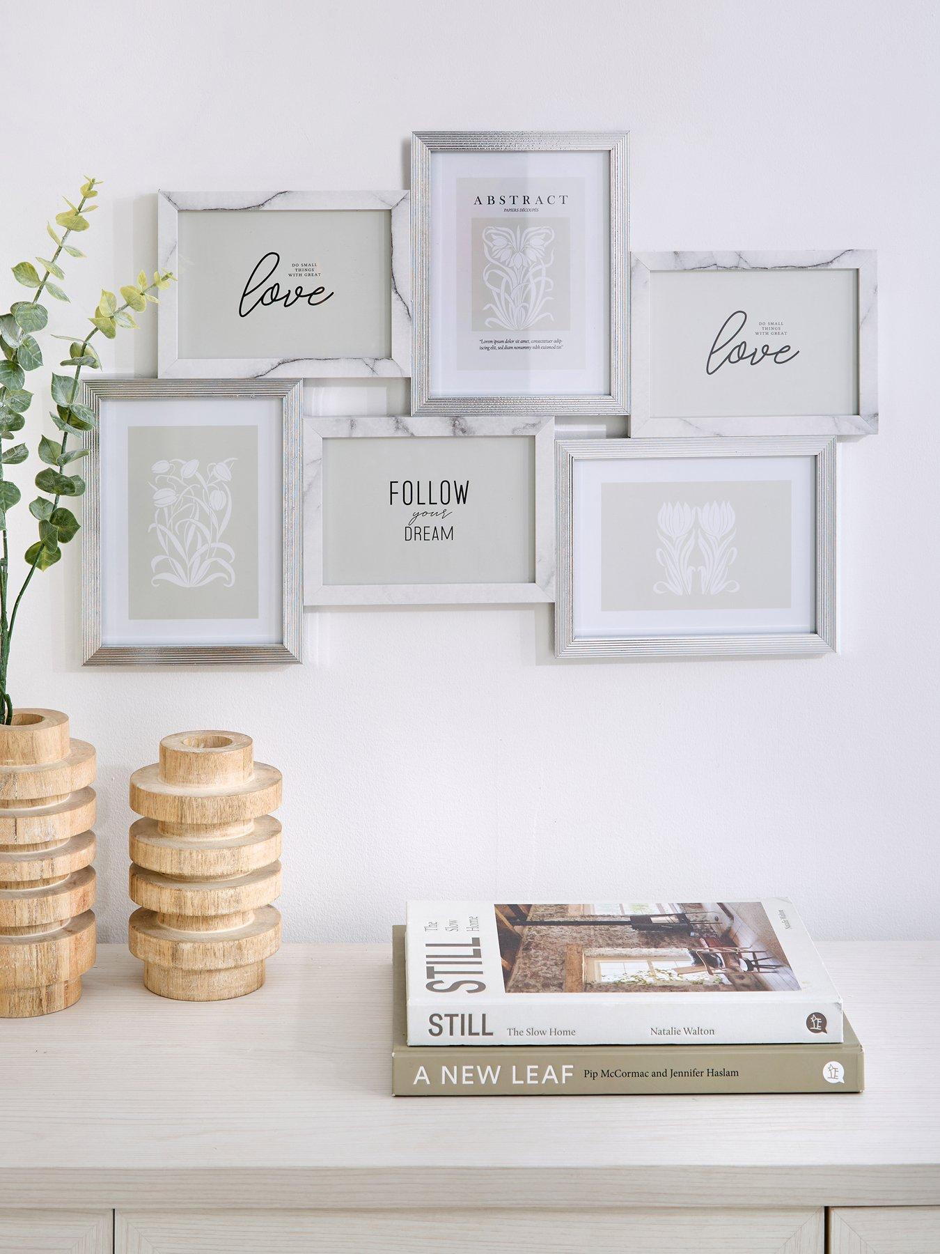 undefined Marble and Silver 6-Aperture Gallery Cluster Photo Frame