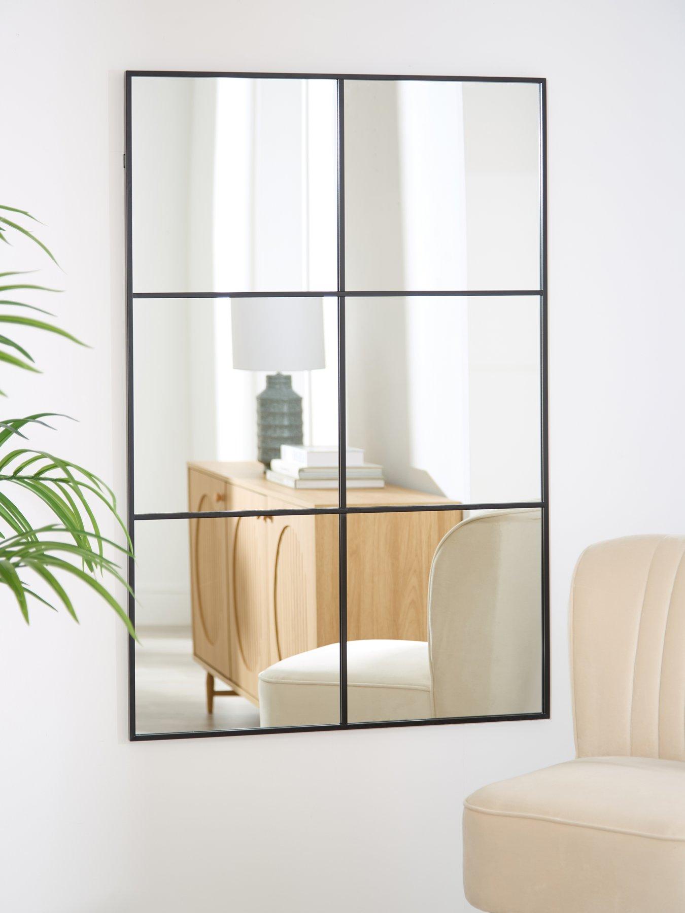 Very Home Large window pane mirror - Black 80x120cm