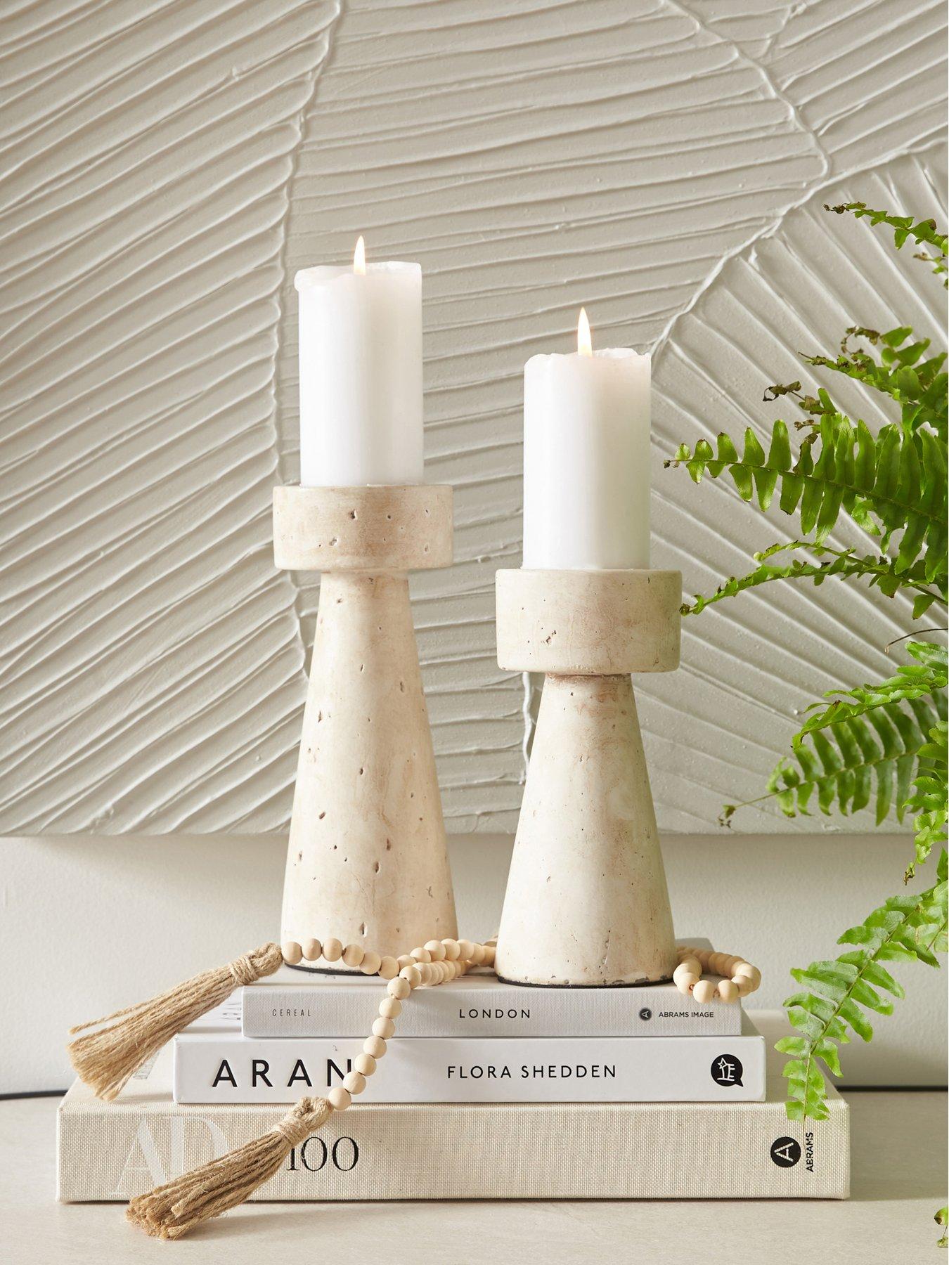 Michelle Keegan Home Set Of 2 Concrete Candle Holders