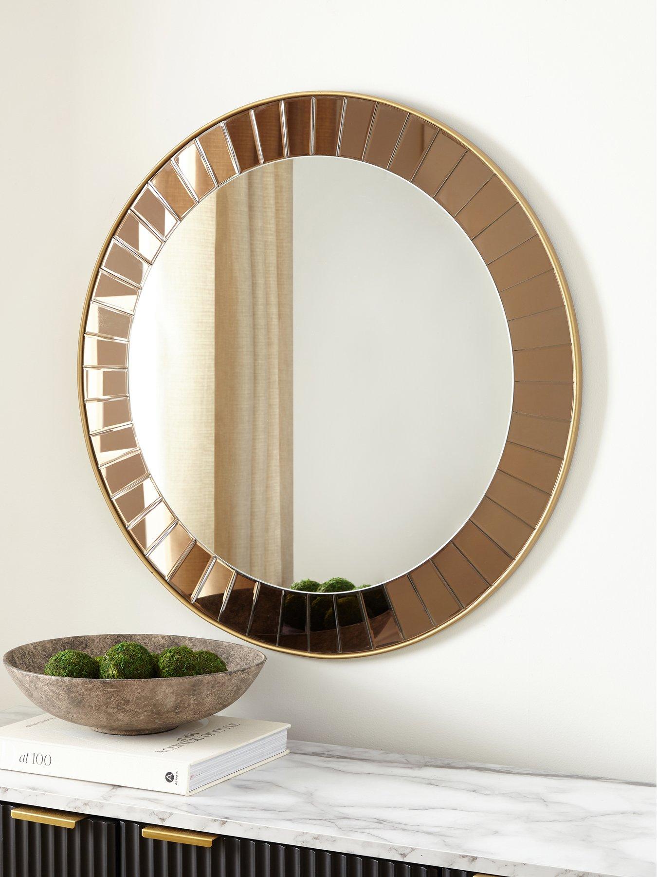 undefined Fluted Round Mirror 80cm