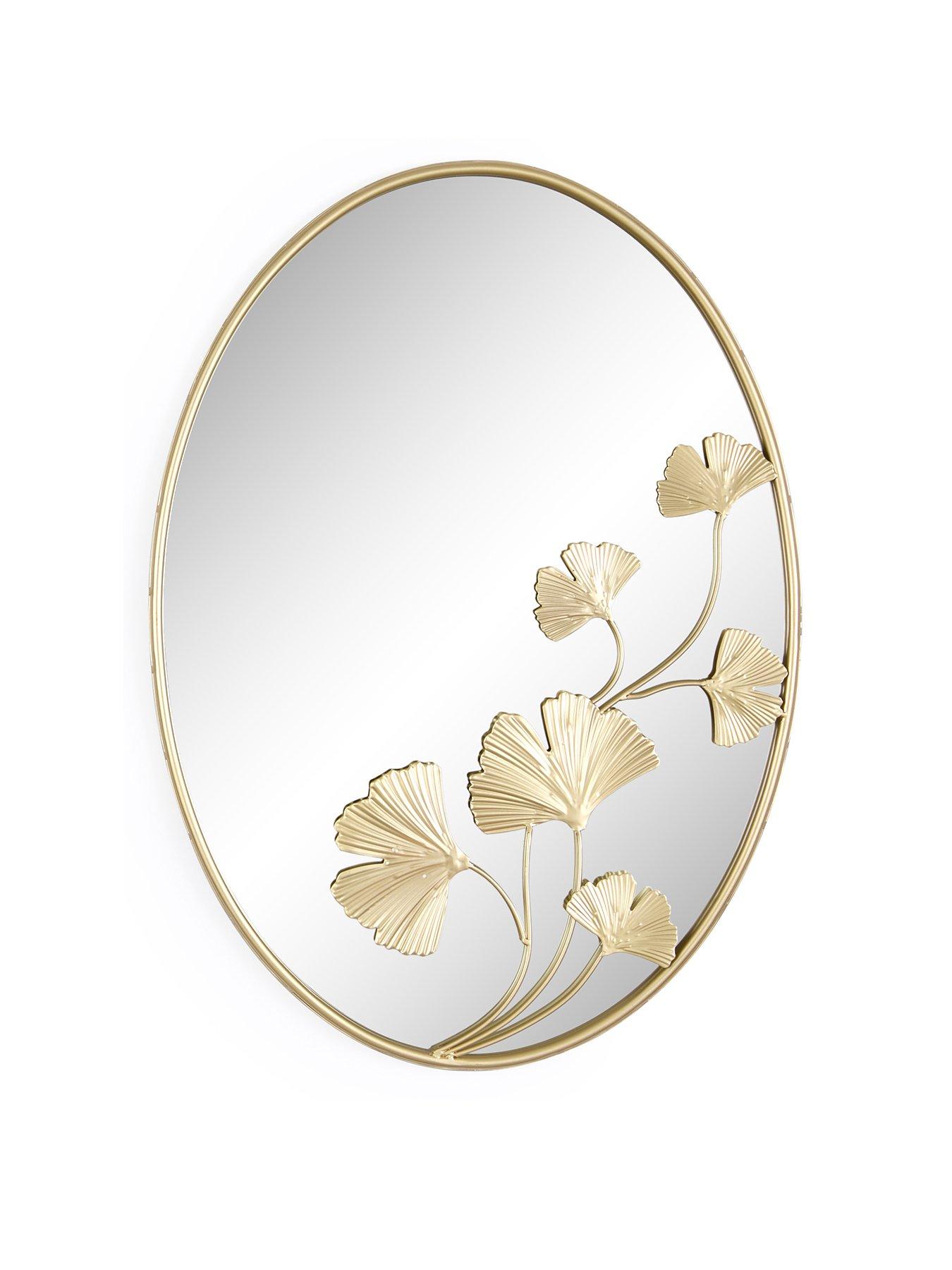 Image 2 of 4 of The Very Collection Gold Gingko Oval Mirror 50x70cm