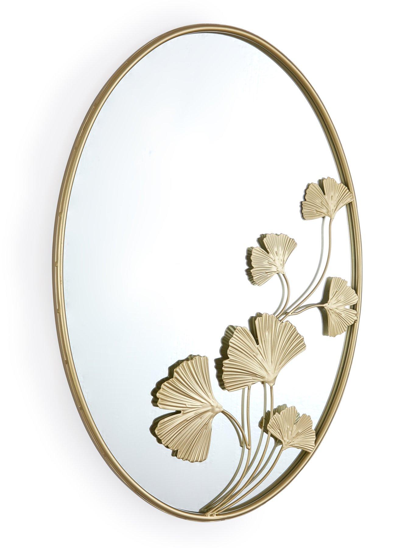 Image 3 of 4 of The Very Collection Gold Gingko Oval Mirror 50x70cm