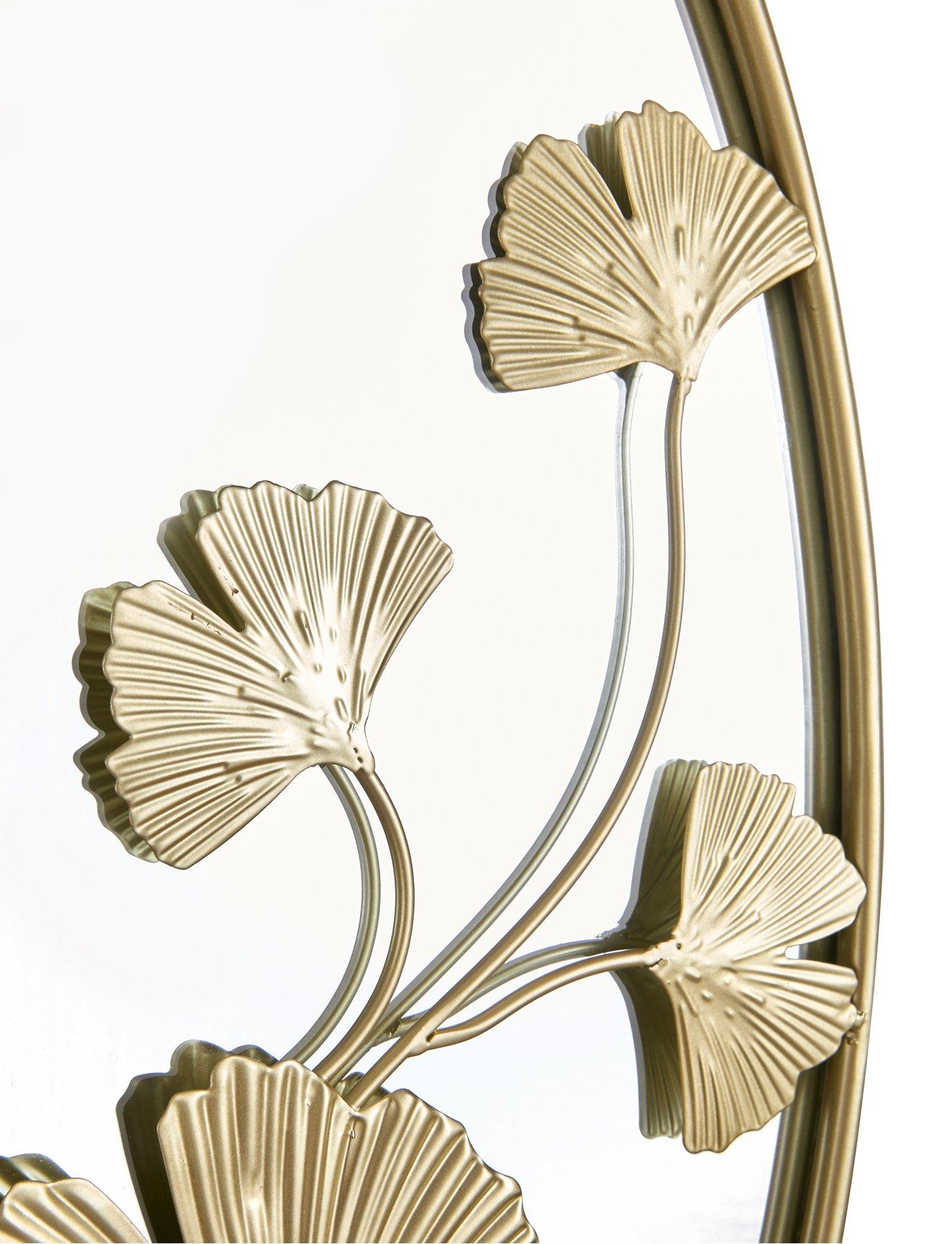 Image 4 of 4 of The Very Collection Gold Gingko Oval Mirror 50x70cm