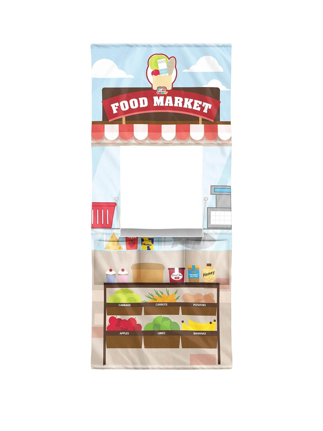Toyrific Pop Up Play Town Food Market, Doorway Role Play Curtain