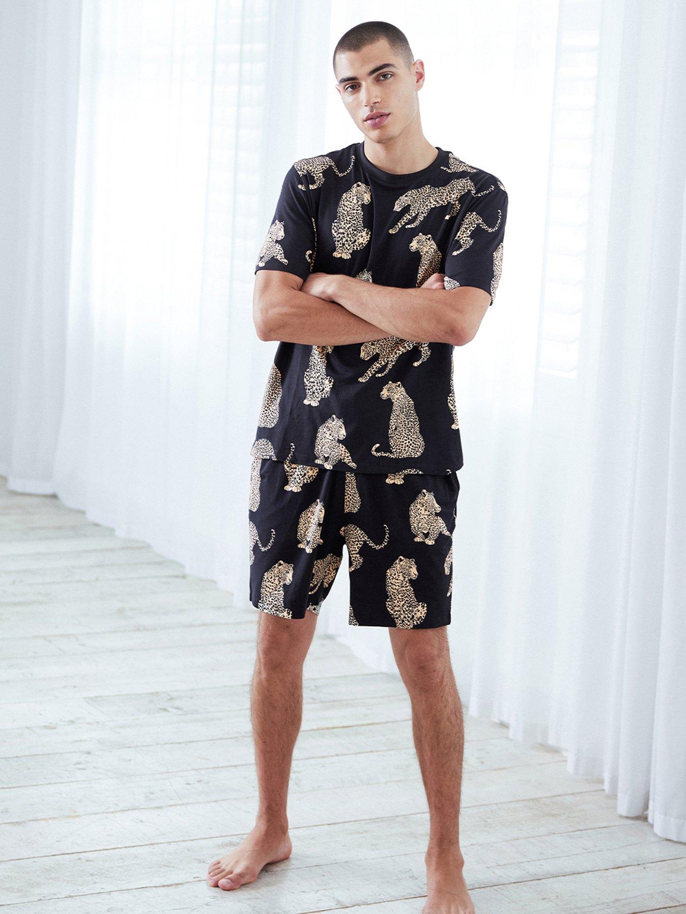 undefined Mens Printed Tee  &  Short Set - Navy