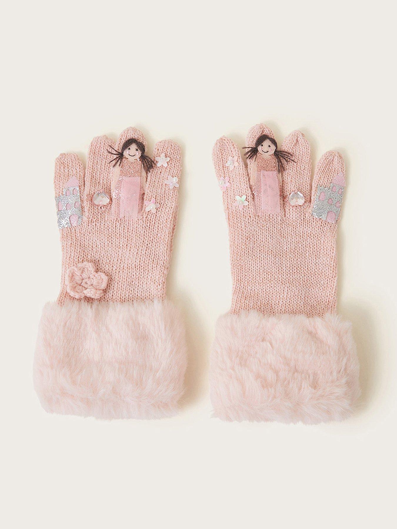 Image 1 of 3 of Monsoon Girls Flower Princess Novelty Gloves - Pink