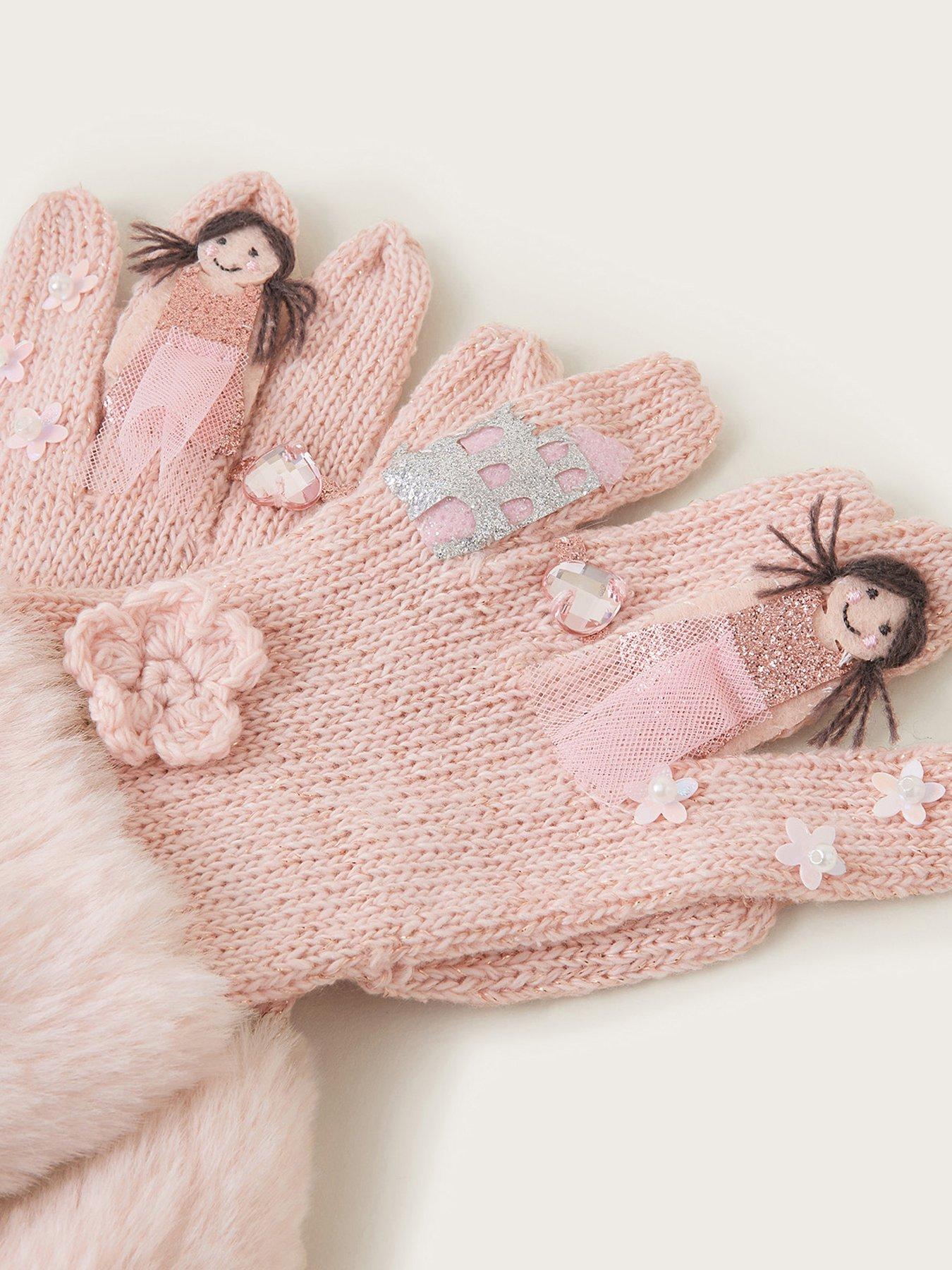 Image 3 of 3 of Monsoon Girls Flower Princess Novelty Gloves - Pink