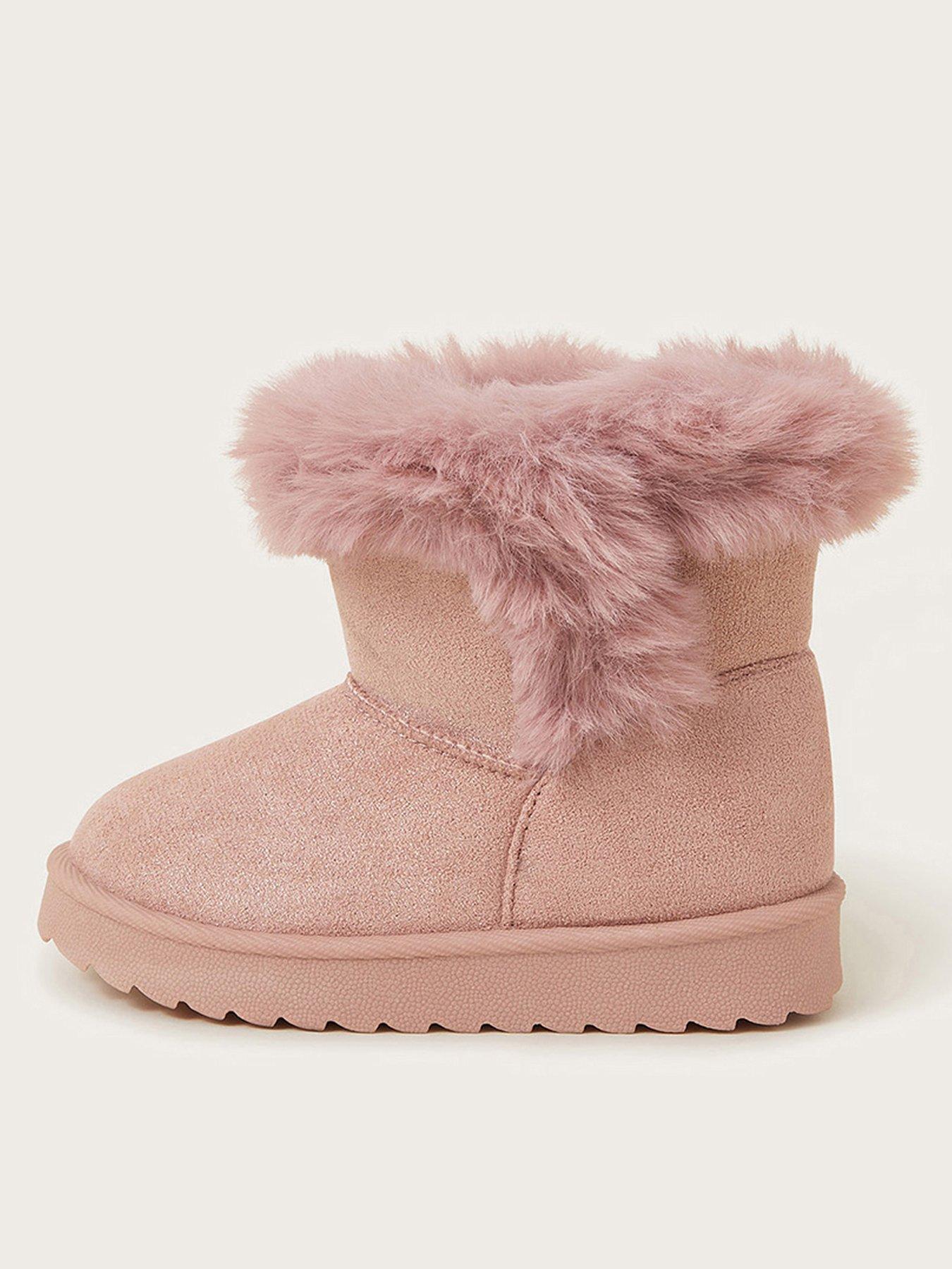 Monsoon Girls Fluffy Pink Slouch Boots Pink Very