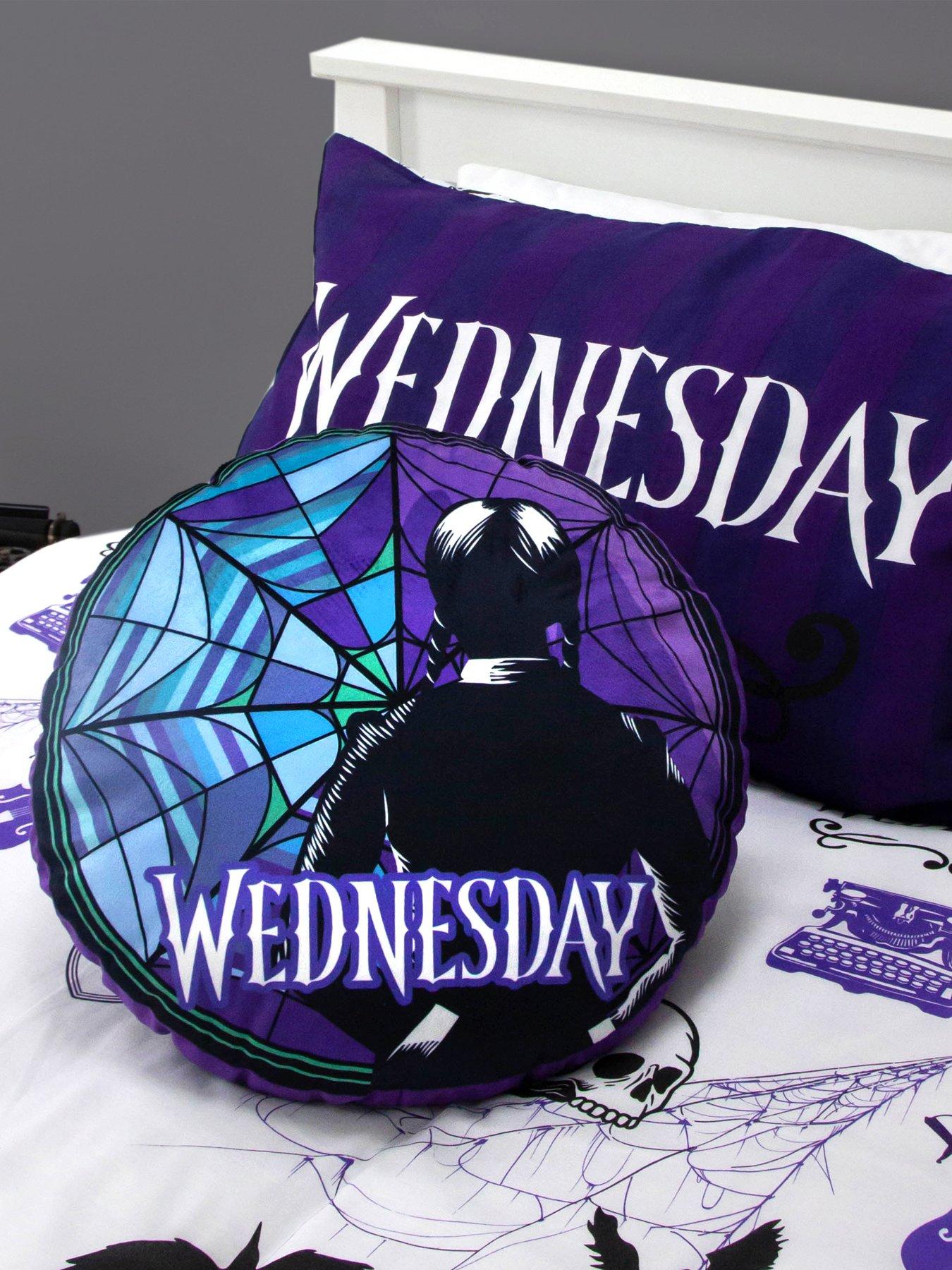 Product photograph of Wednesday Addams Destined Shaped Cushion from very.co.uk