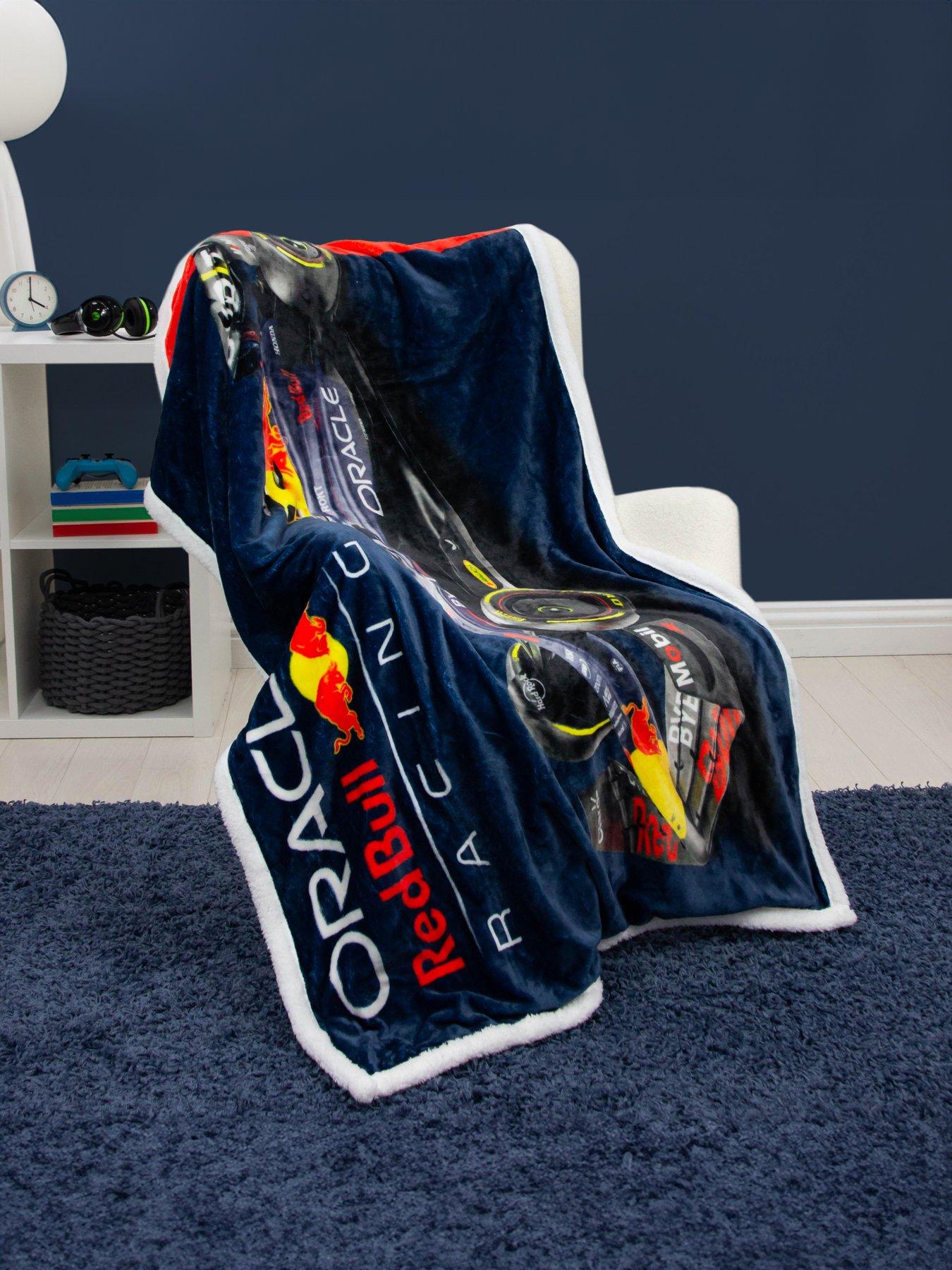 Product photograph of F1 Red Bull Sherpa Lined Fleece Blanket from very.co.uk