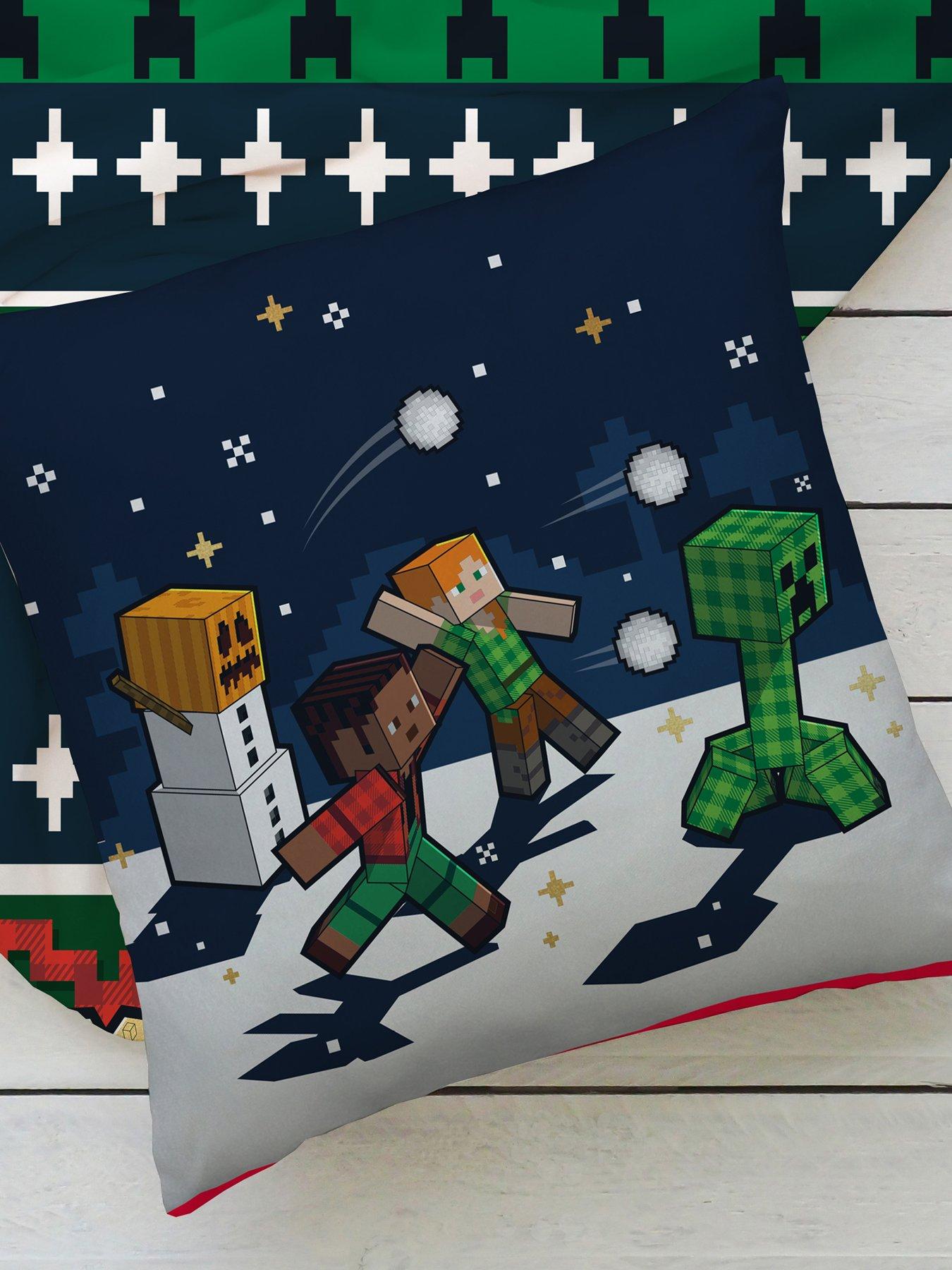 Product photograph of Minecraft Christmas Square Cushion - Multi from very.co.uk