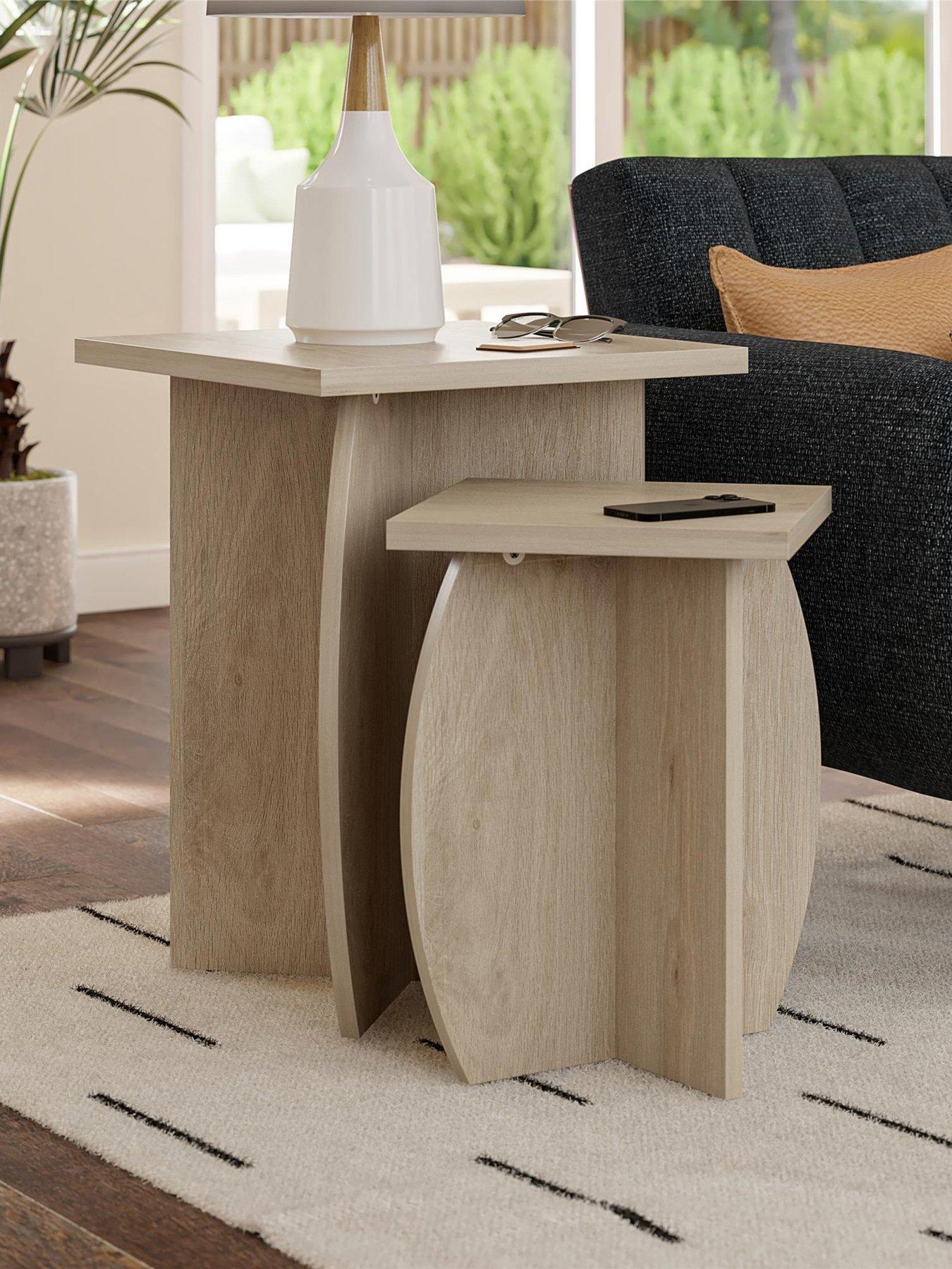 Product photograph of Novogratz Volver Set Of 2 Side Tables - Light Oak from very.co.uk