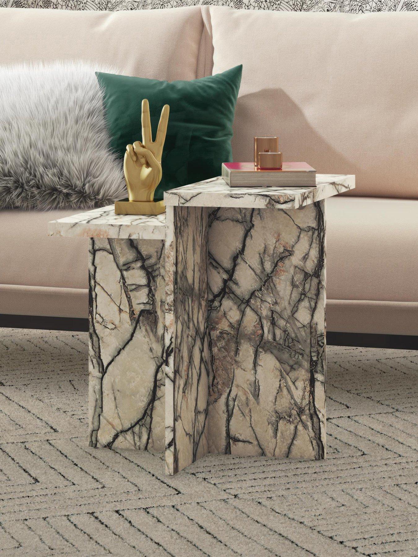 Product photograph of Cosmoliving By Cosmopolitan Brielle Faux Marble Accent Table - Onyx from very.co.uk