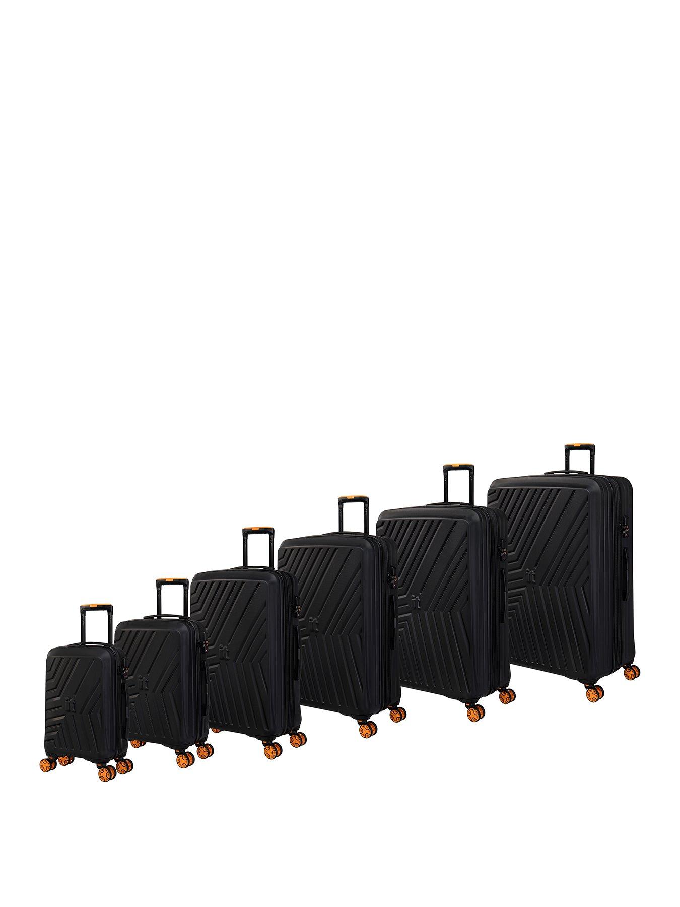 Image 1 of 7 of it Luggage Convertible Black 6pc Suitcase Set with Removeable Wheels