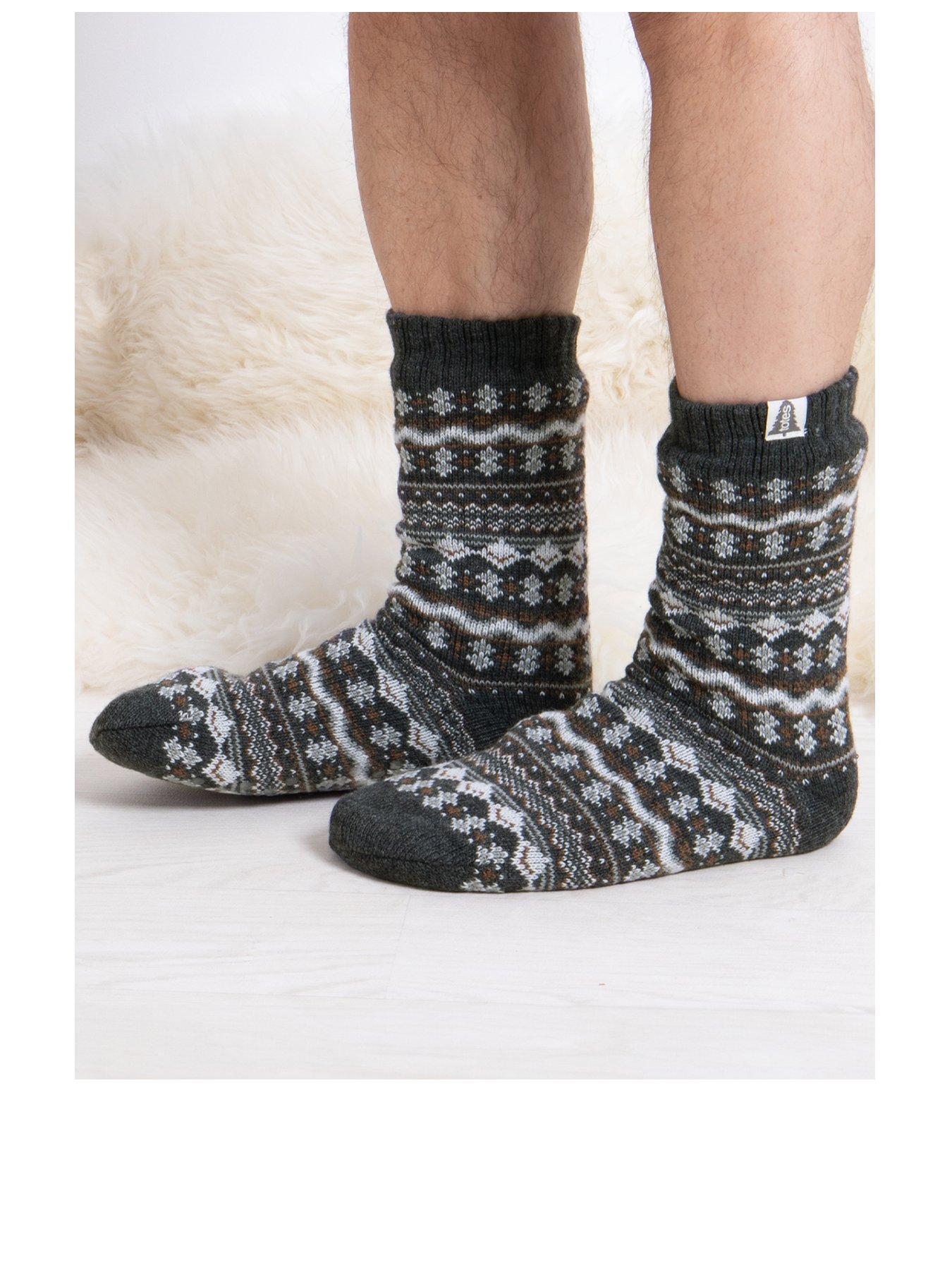Image 2 of 4 of TOTES 1 Pair Fairisle Sherpa Lined Slipper Socks