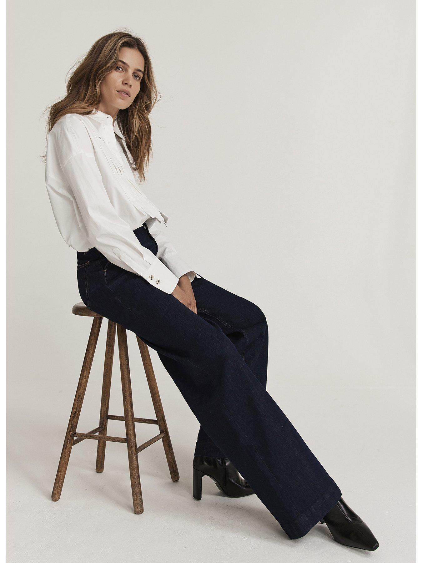 Image 3 of 5 of Mint Velvet Dark Indigo Tailored Wide Jean - Navy