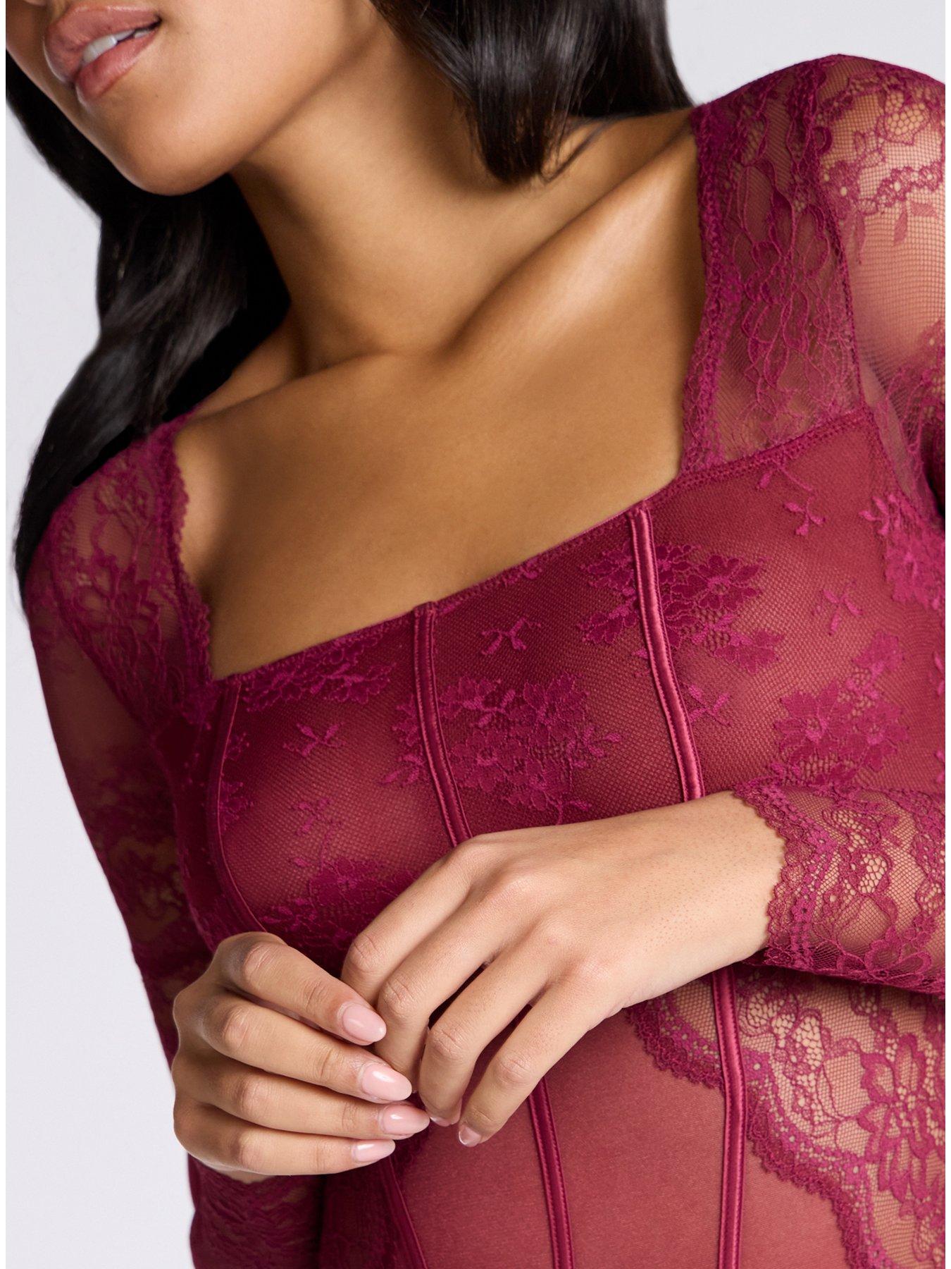 Image 4 of 4 of Boux Avenue Blair Bodysuit - Wine