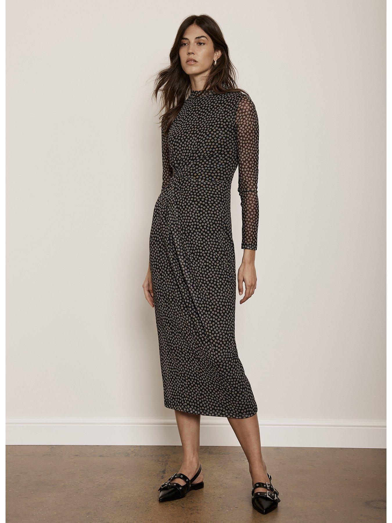 Mint Velvet Spot Print Mesh Midi Dress Very